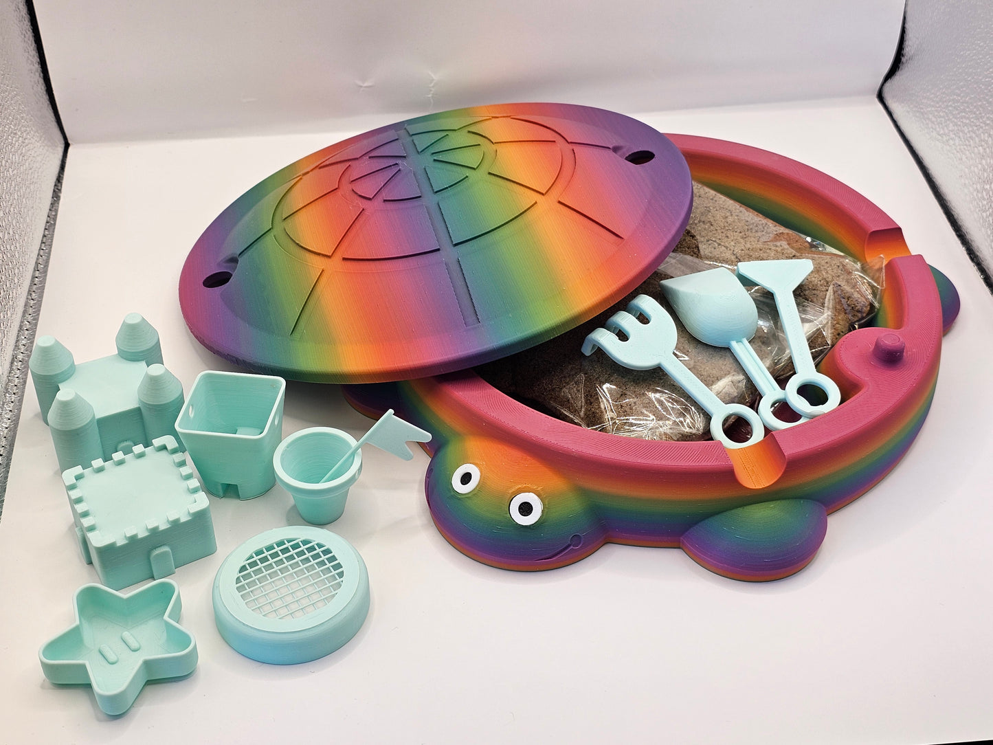 Rainbow Turtle Sandbox 3D Printed Jumbo