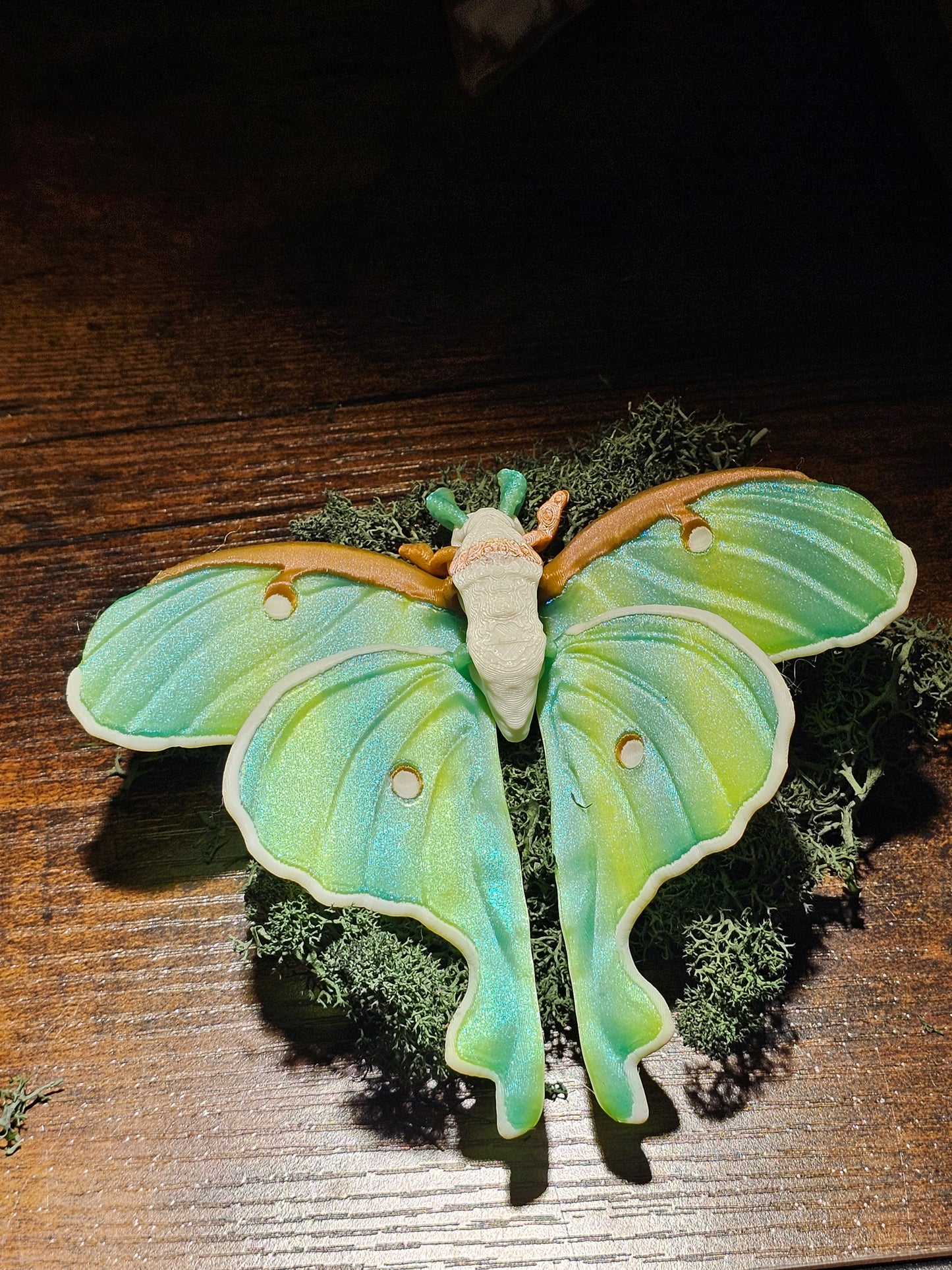 Luna Moth 3D Printed Figurine with Beautiful Green Shimmer