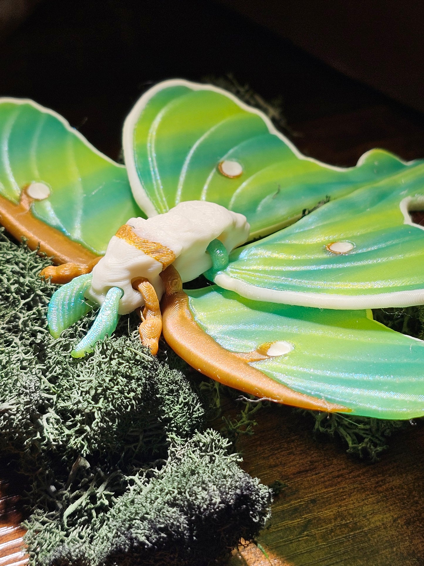Luna Moth 3D Printed Figurine with Beautiful Green Shimmer