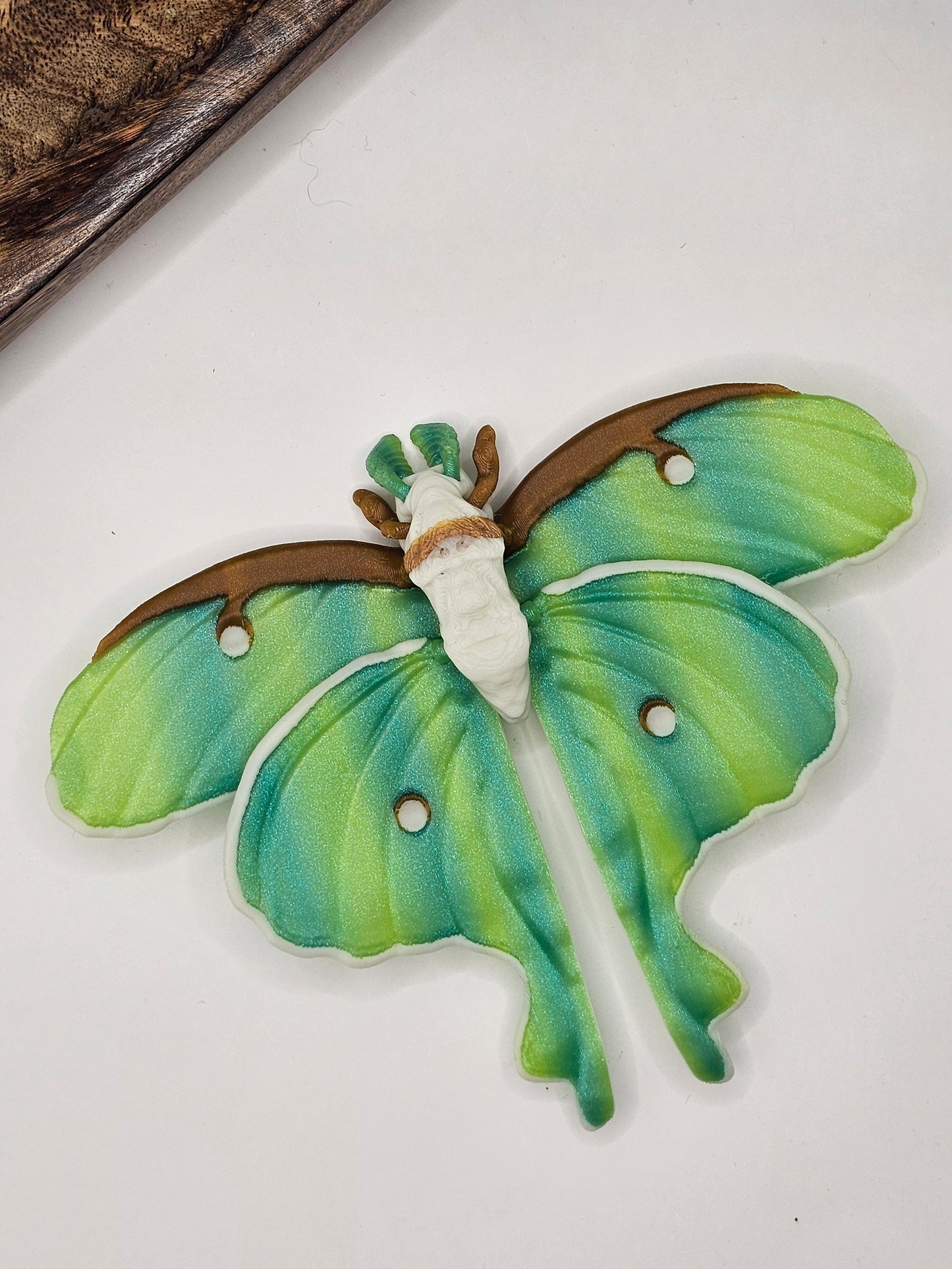 Luna Moth 3D Printed Figurine with Beautiful Green Shimmer