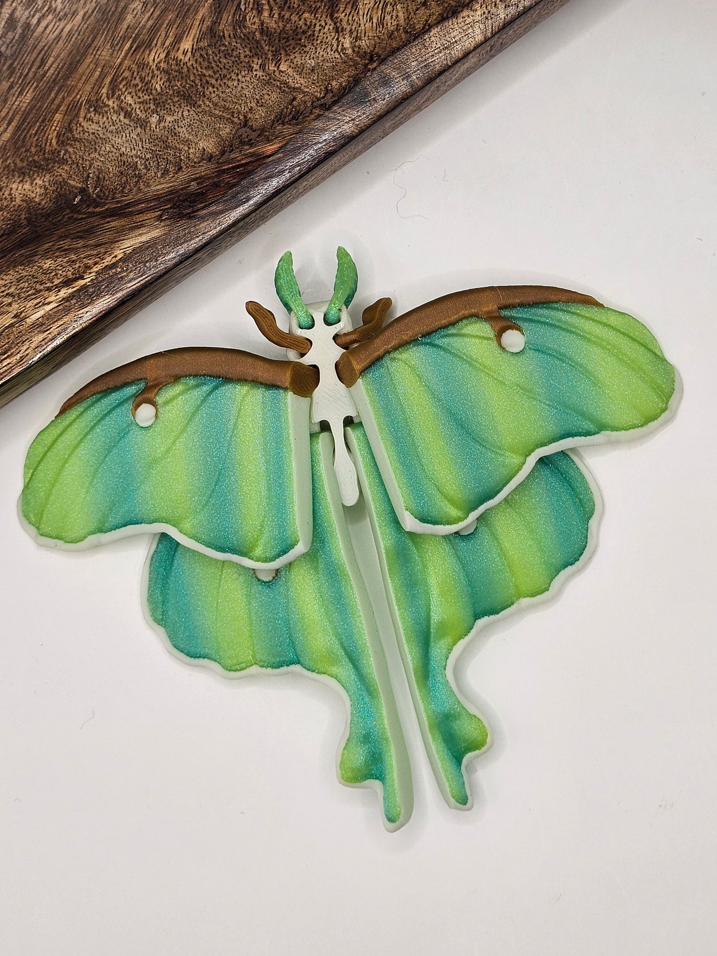 Luna Moth 3D Printed Figurine with Beautiful Green Shimmer