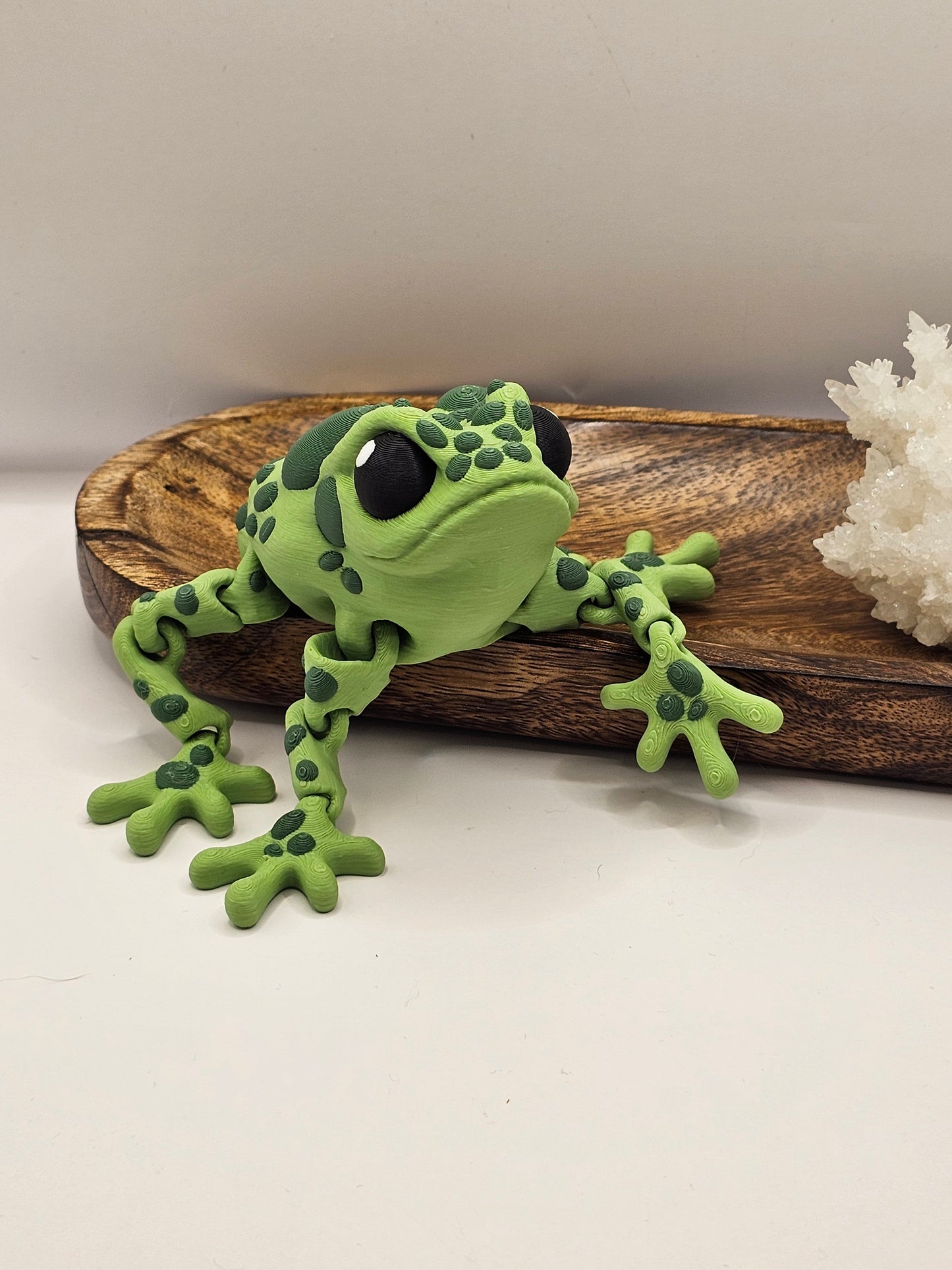 Grumpy Toad-3D Printed Articulating Decor-Fidget-Green Frog