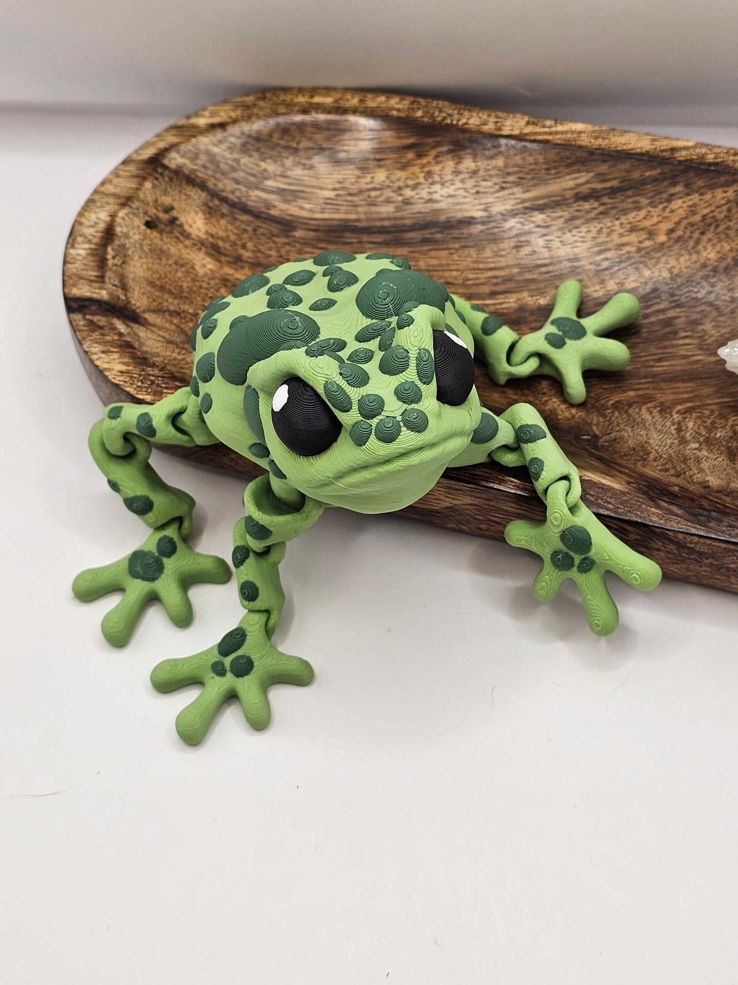 Grumpy Toad-3D Printed Articulating Decor-Fidget-Green Frog