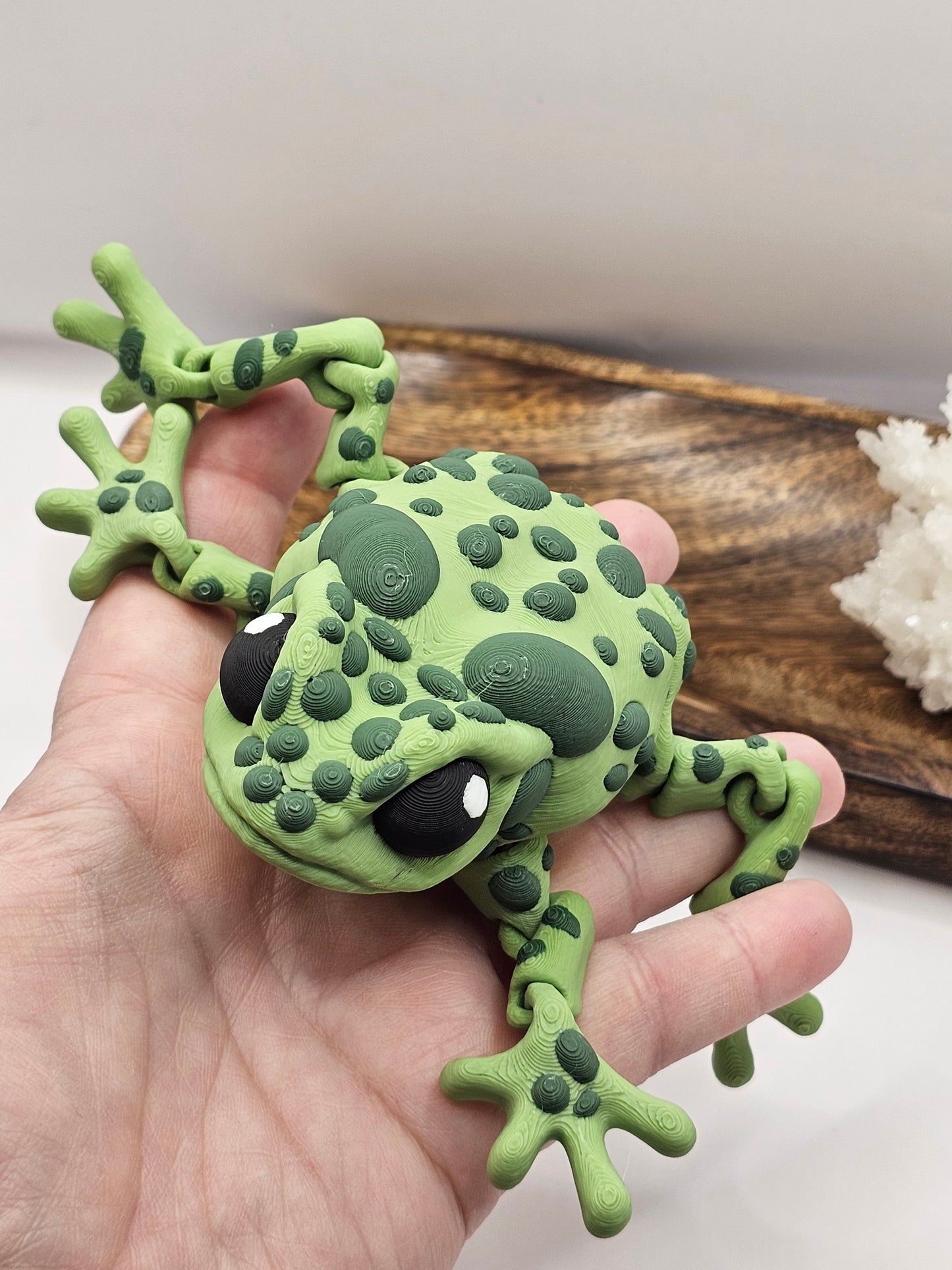 Grumpy Toad-3D Printed Articulating Decor-Fidget-Green Frog