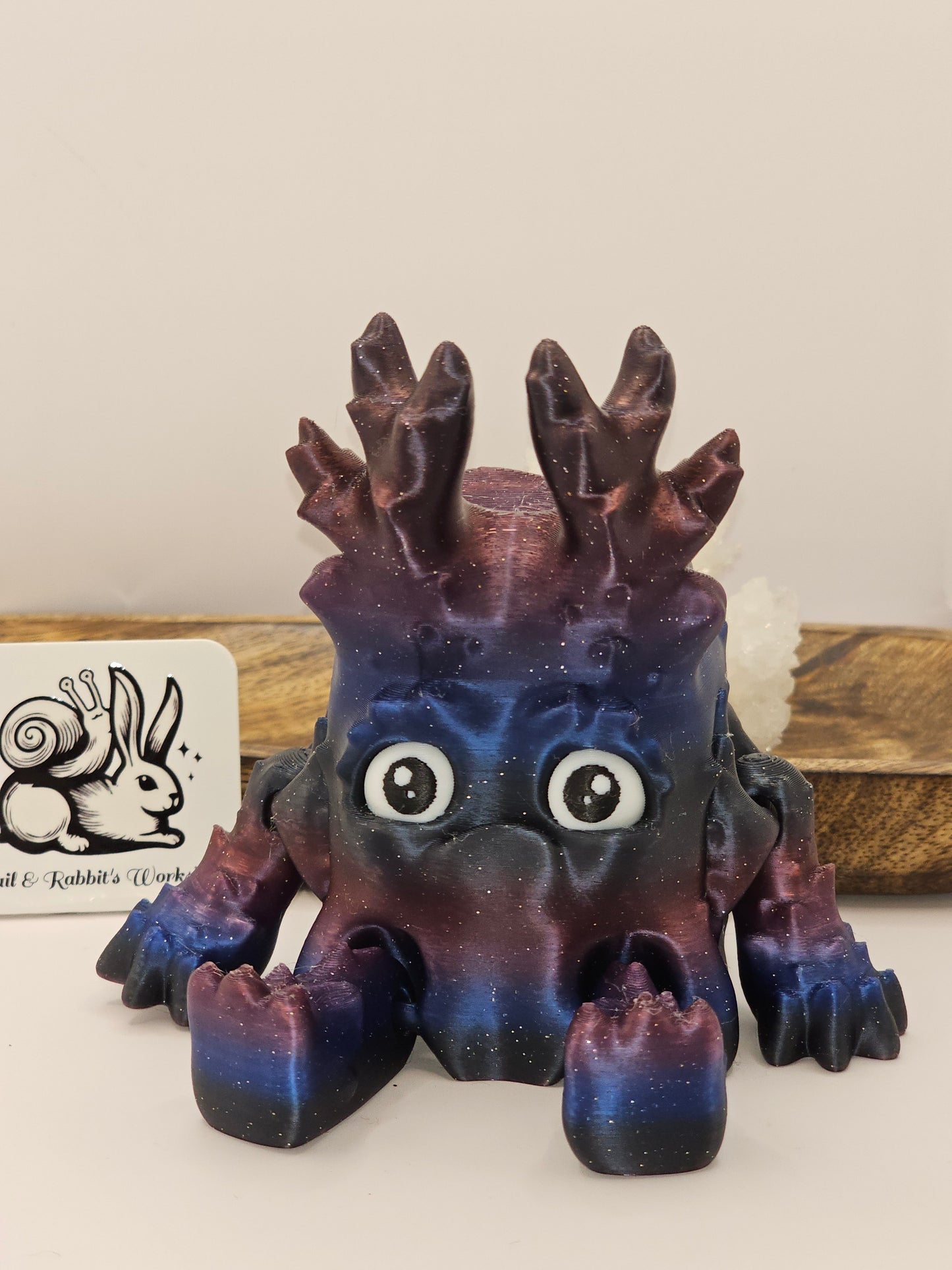 Grumpy Forest Guardian-3D Printed Articulating Figurine-Galaxy Glitter-Green Warden