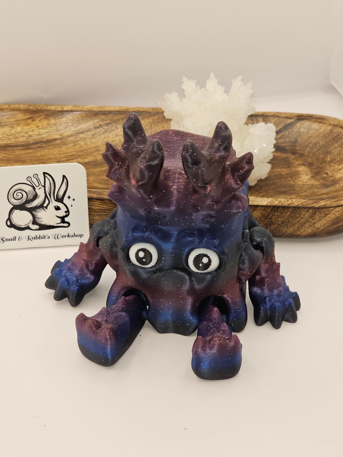 Grumpy Forest Guardian-3D Printed Articulating Figurine-Galaxy Glitter-Green Warden