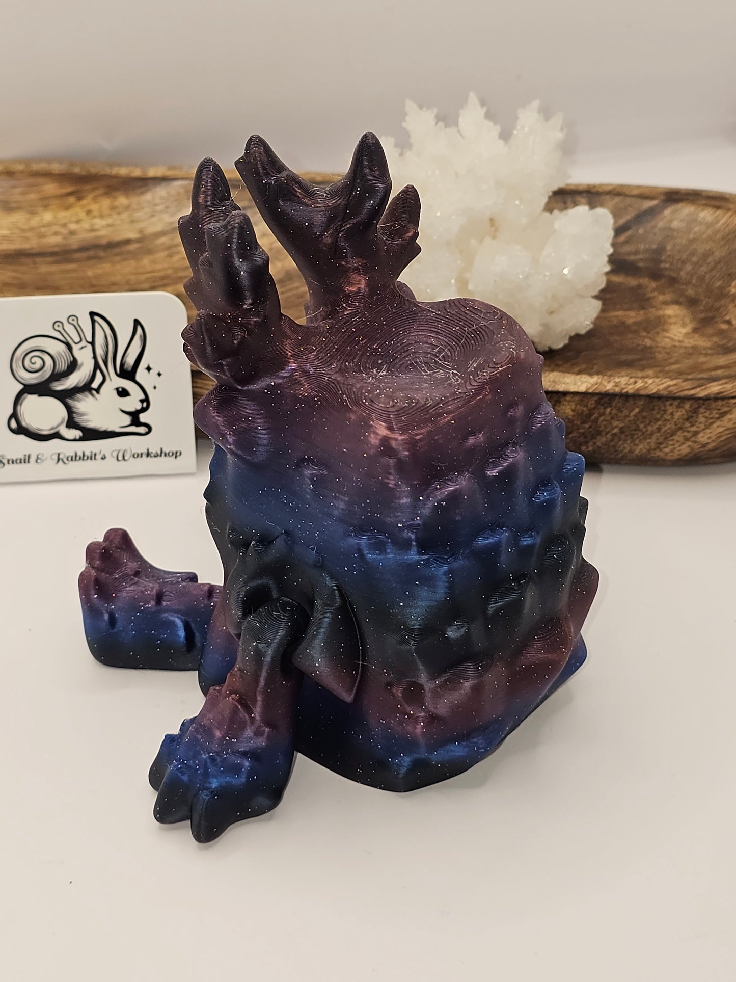 Grumpy Forest Guardian-3D Printed Articulating Figurine-Galaxy Glitter-Green Warden