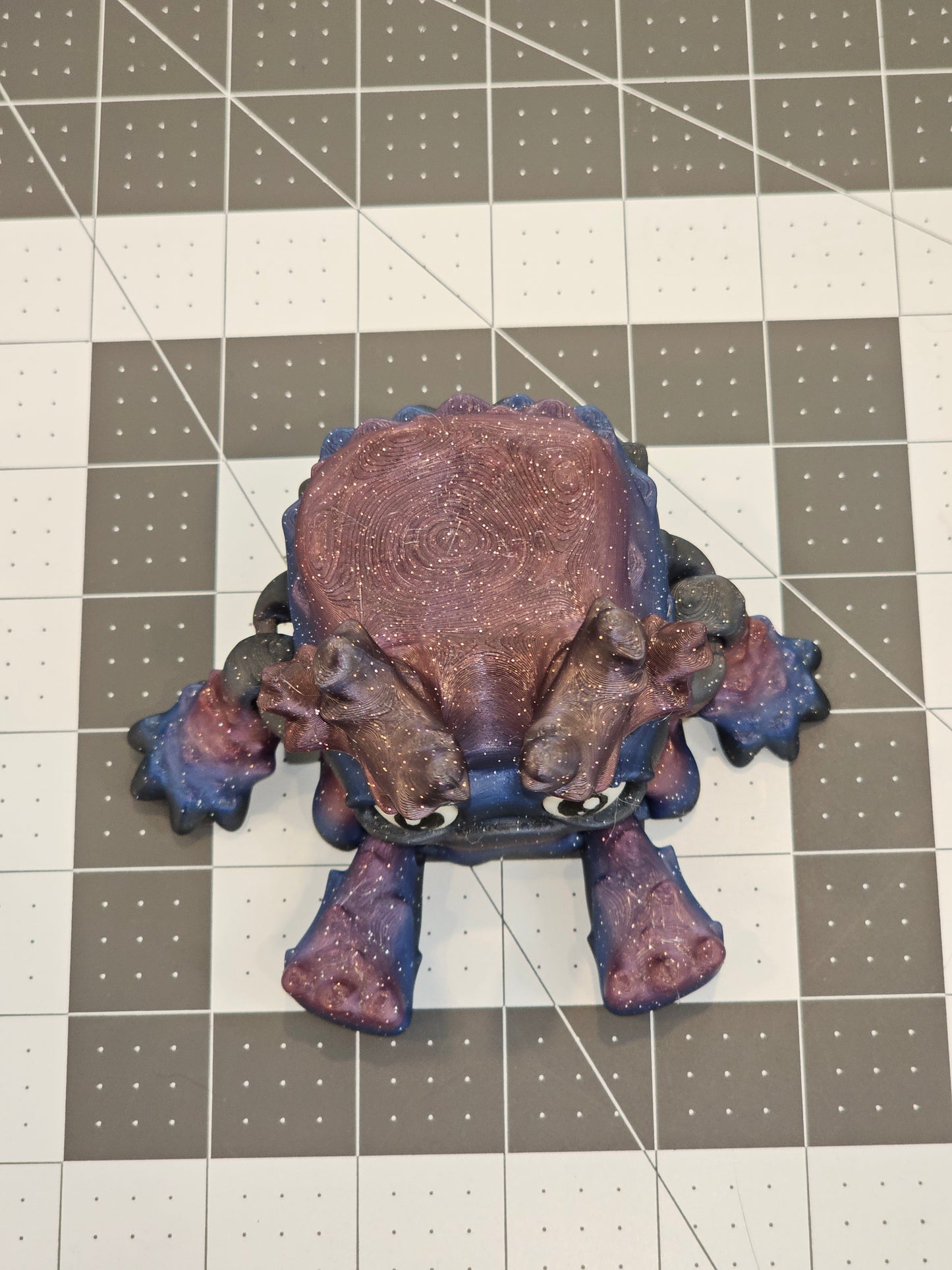 Grumpy Forest Guardian-3D Printed Articulating Figurine-Galaxy Glitter-Green Warden
