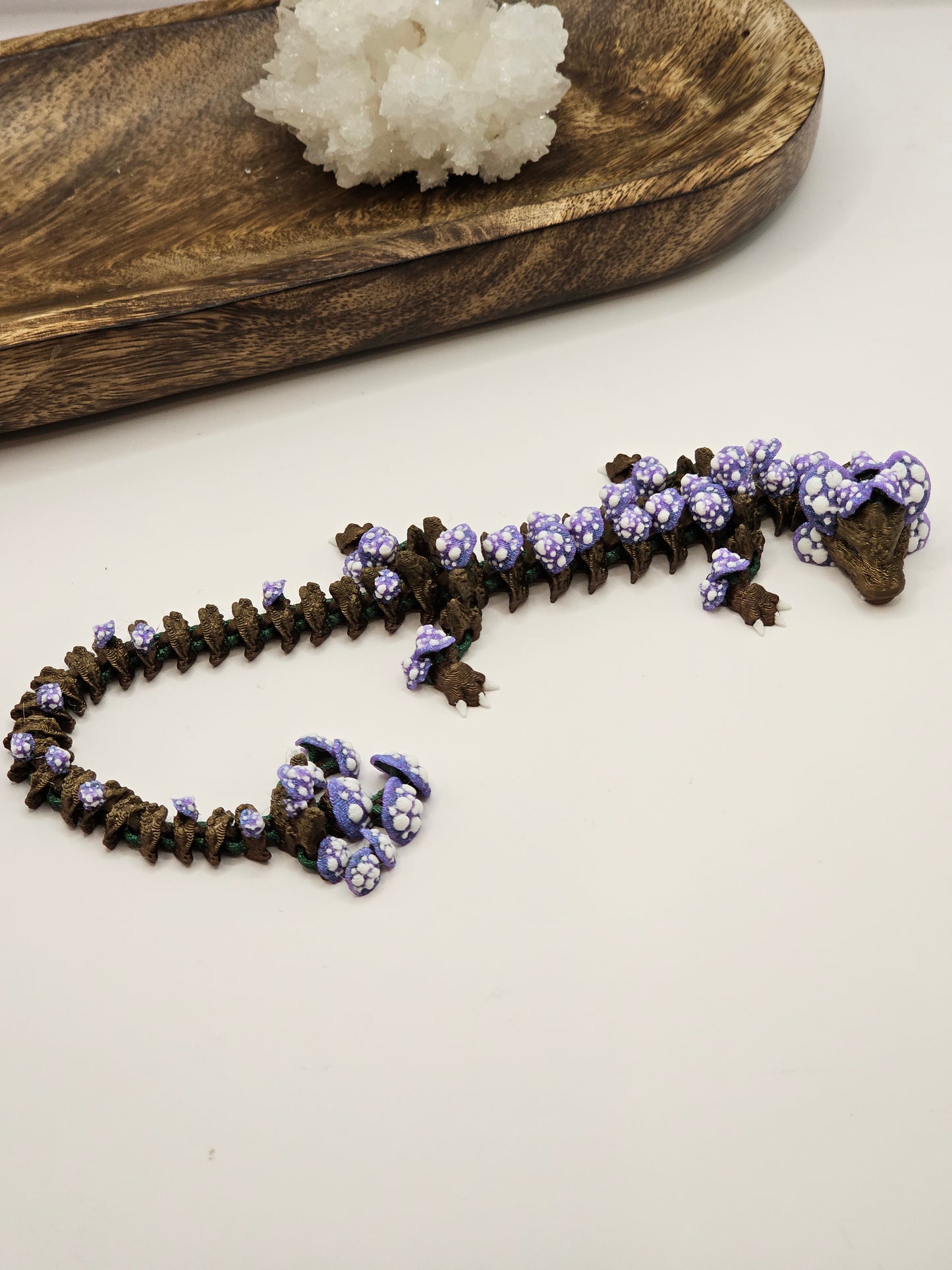 Mushroom Dragon 3D Printed Lavender Emerald Green