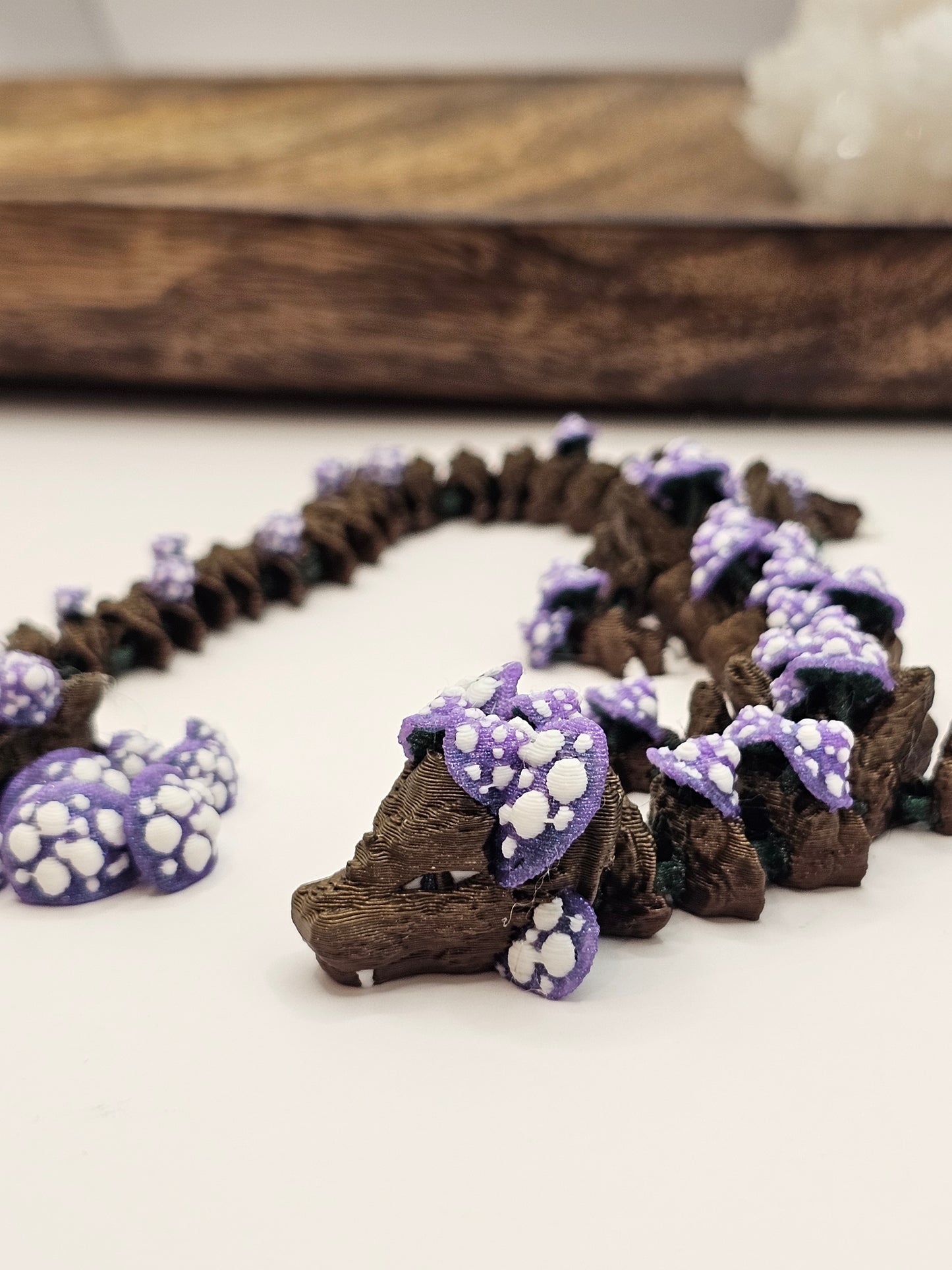 Mushroom Dragon 3D Printed Lavender Emerald Green