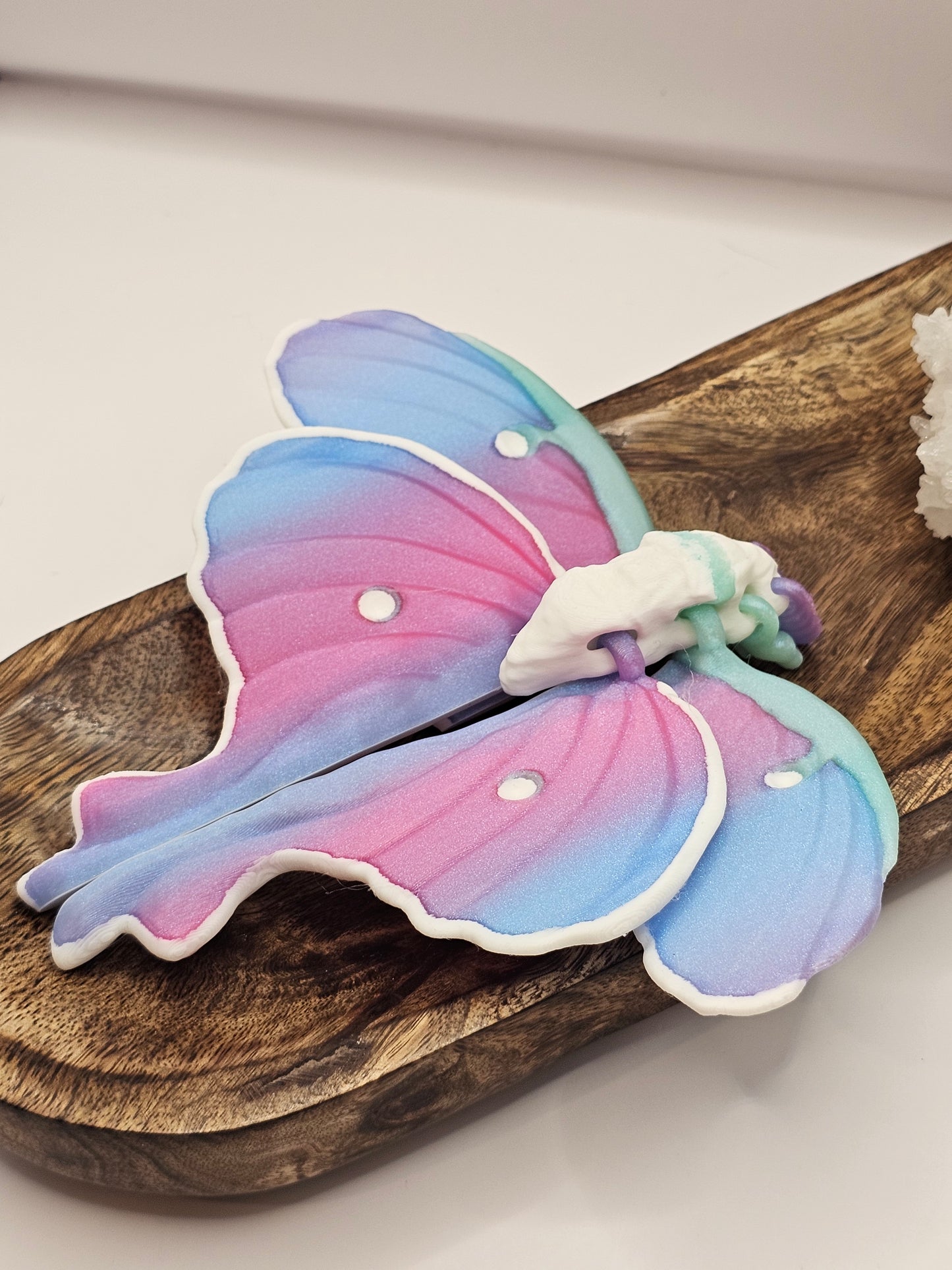 Moth 3D Printed Figurine/Decor/Fidget Beautiful Pink, Blue, Mint Green