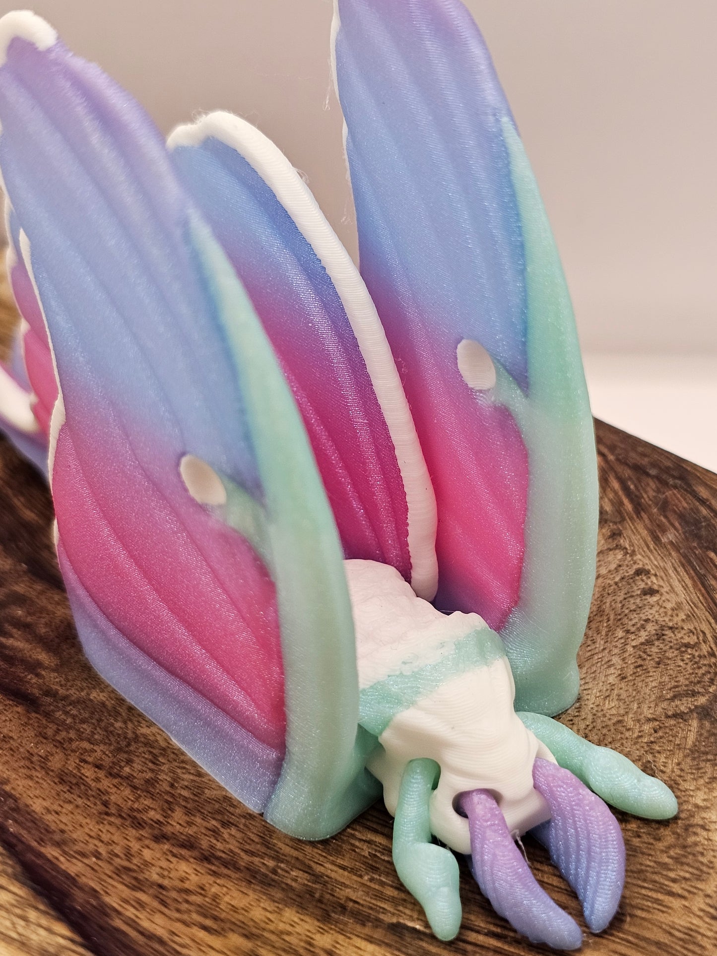 Moth 3D Printed Figurine/Decor/Fidget Beautiful Pink, Blue, Mint Green