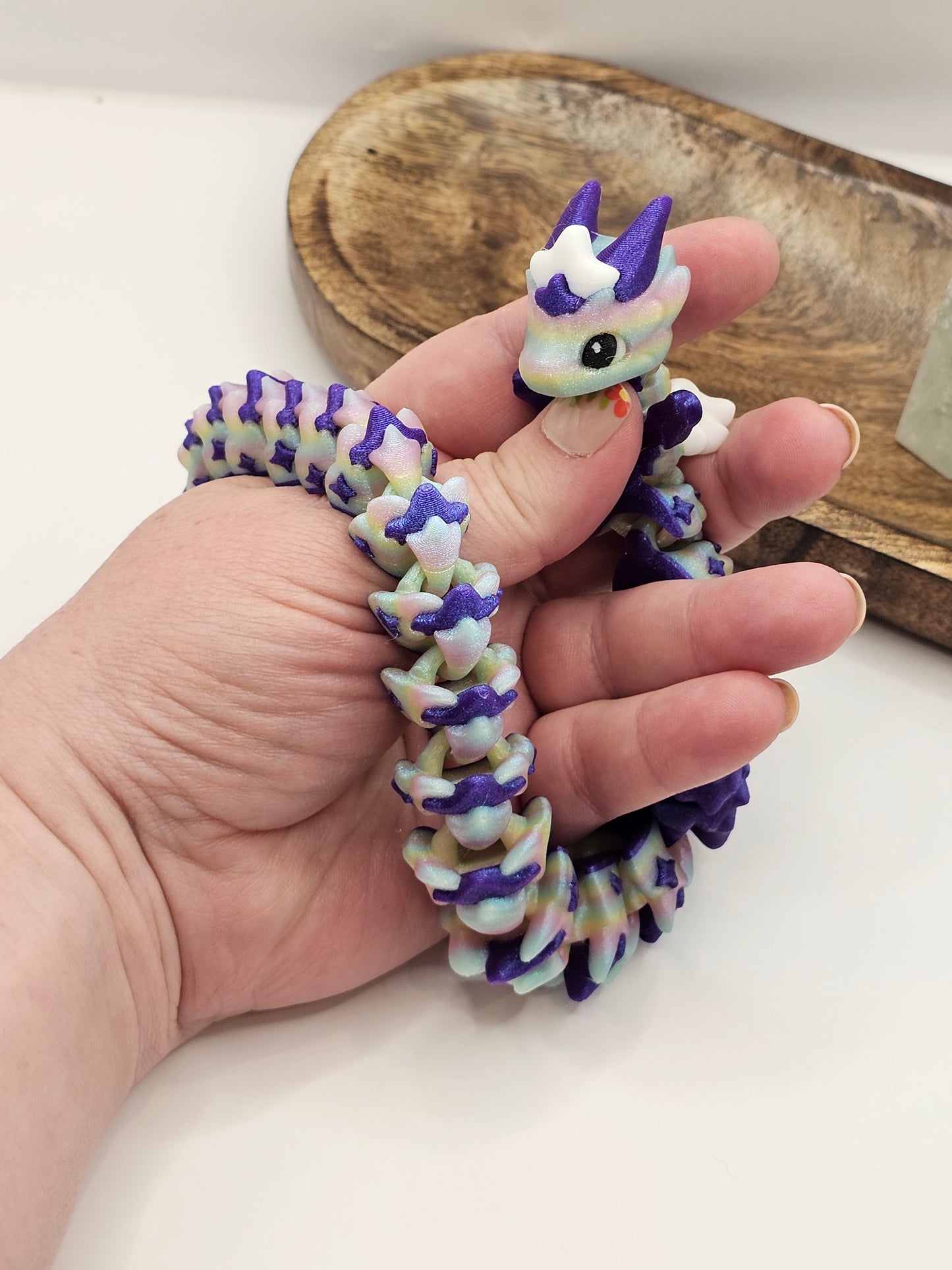 Atria Dragon Long Articulating Figurine Shimmery Fidget 3D Print