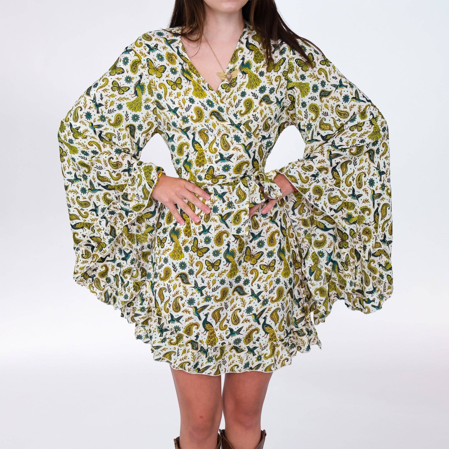 Fairy Meadow Wrap Dress: Olive / XXL