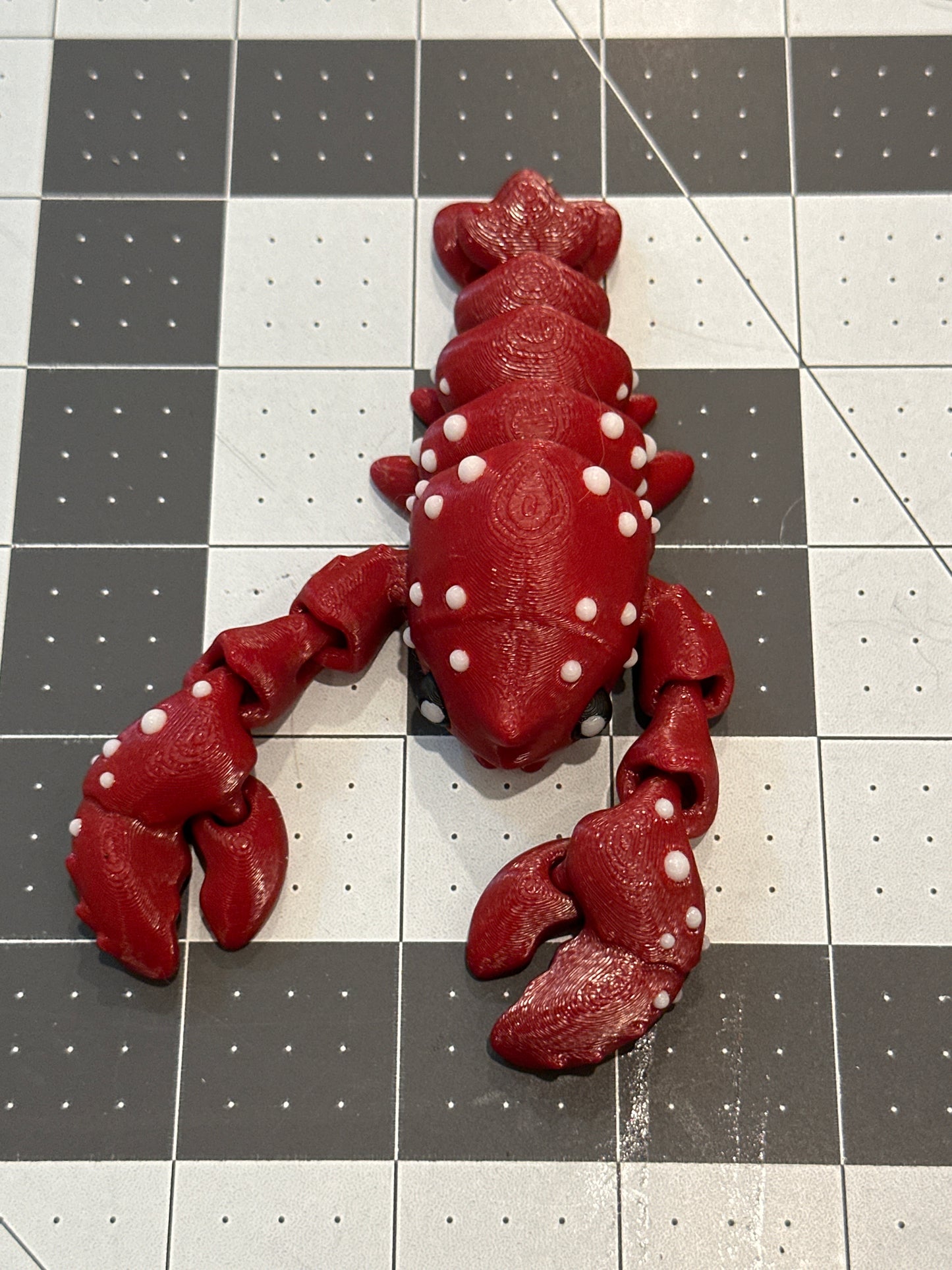 Lobster 3D Printed Articulating Figurine Red Spotted