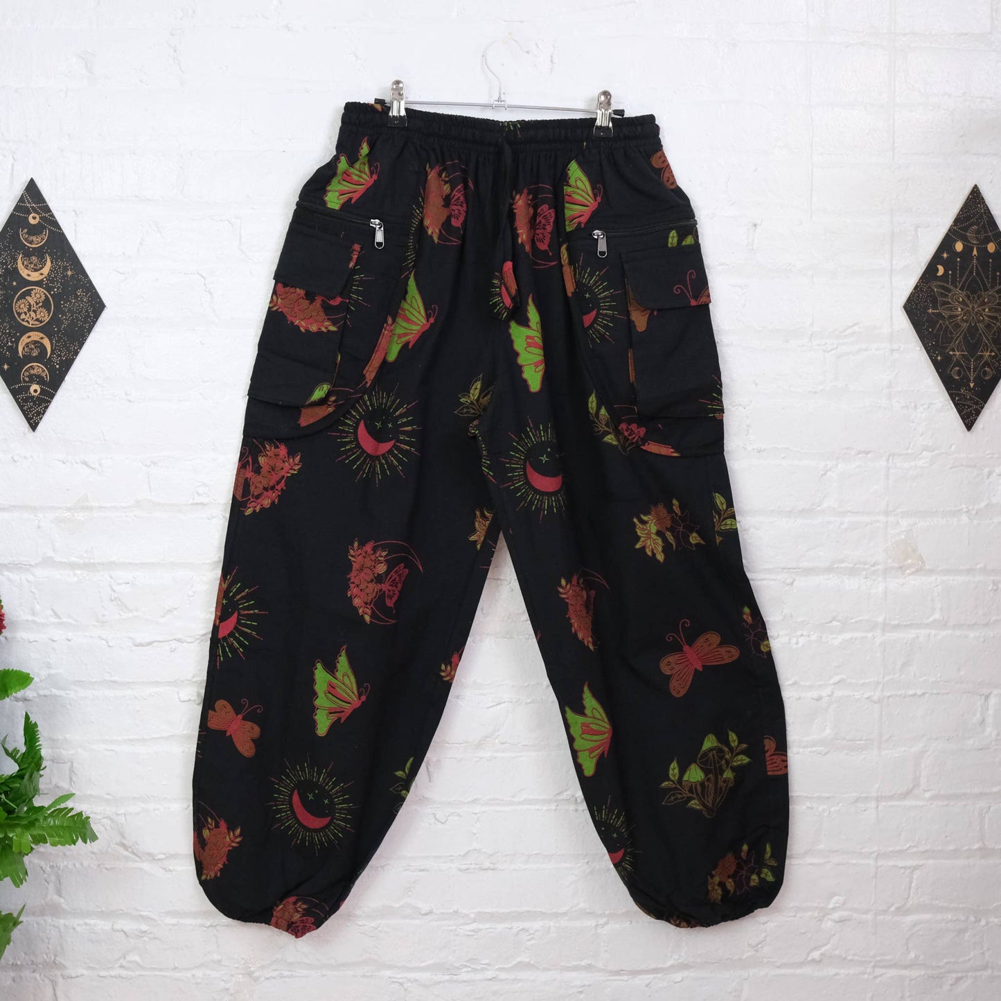 Whimsy Goth Inspired Boho Hippie Unisex Baggy Pants: Beige / Plus Size