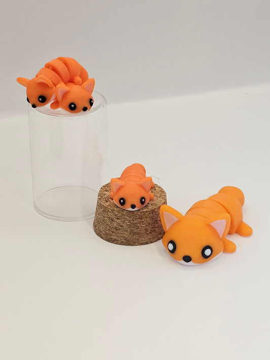 Fox 3D Printed Articulating Figurine Orange and White