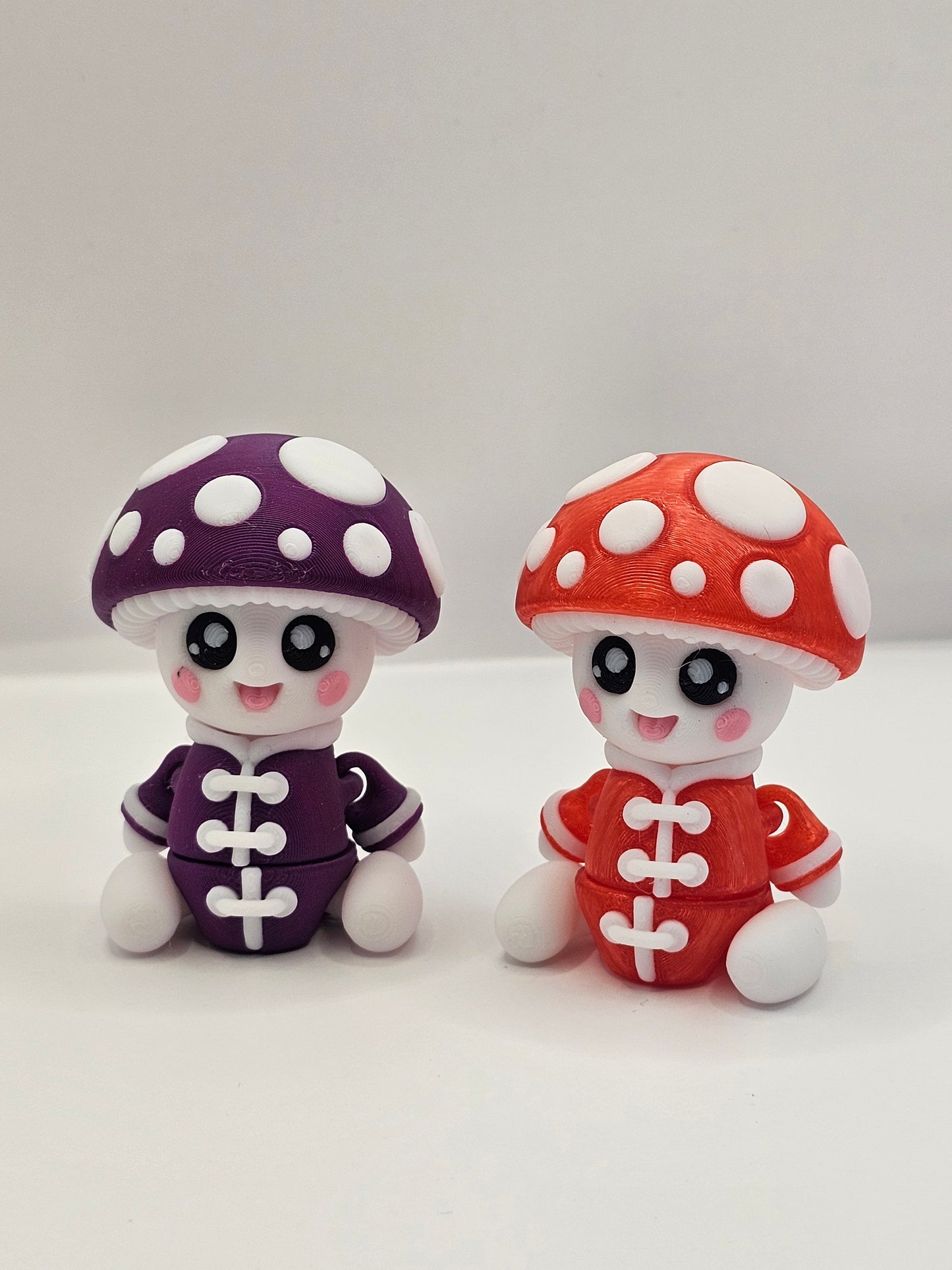 Mushroom Guy 3D Printed Figurine Articulated Purple Red