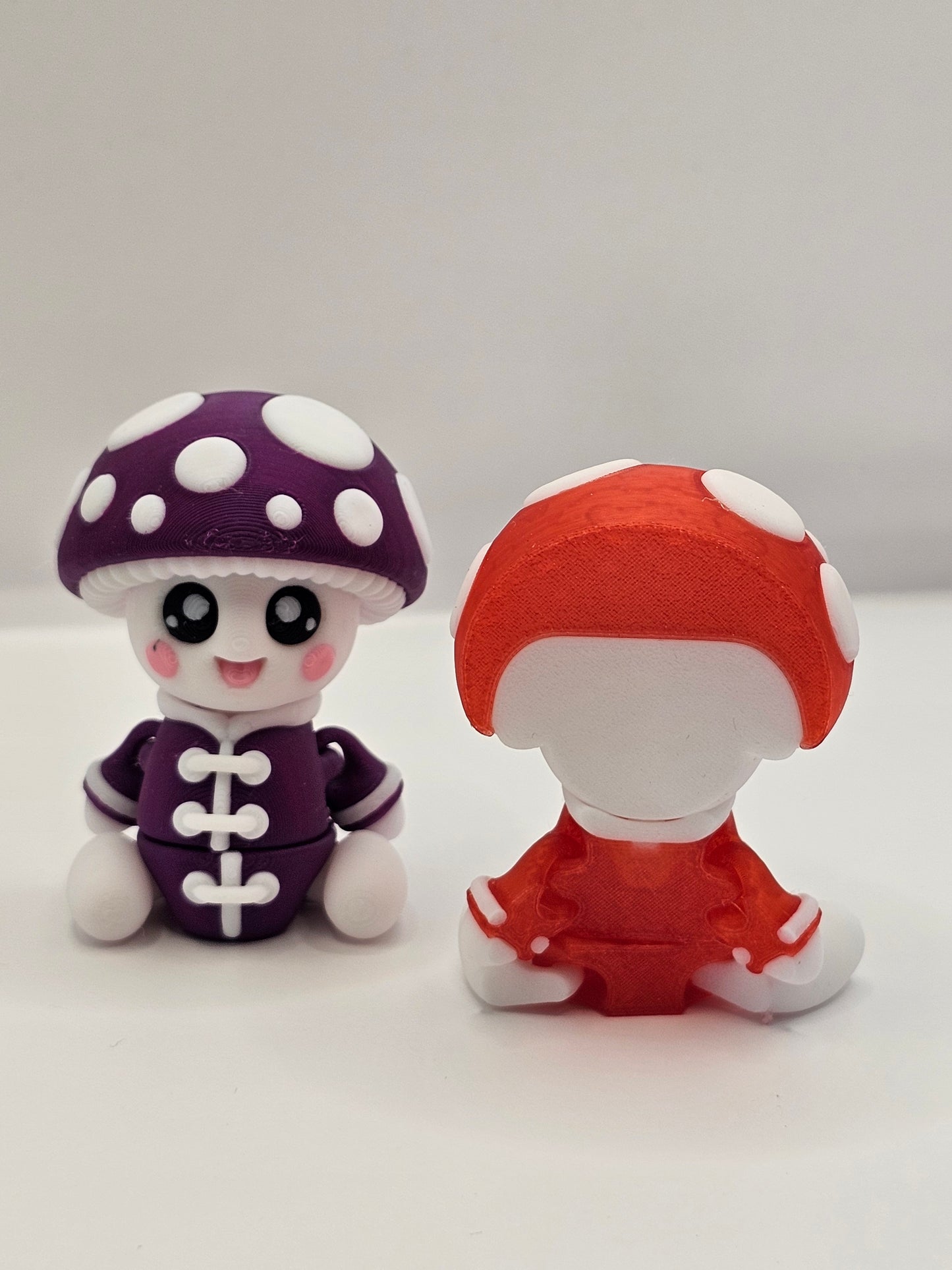 Mushroom Guy 3D Printed Figurine Articulated Purple Red