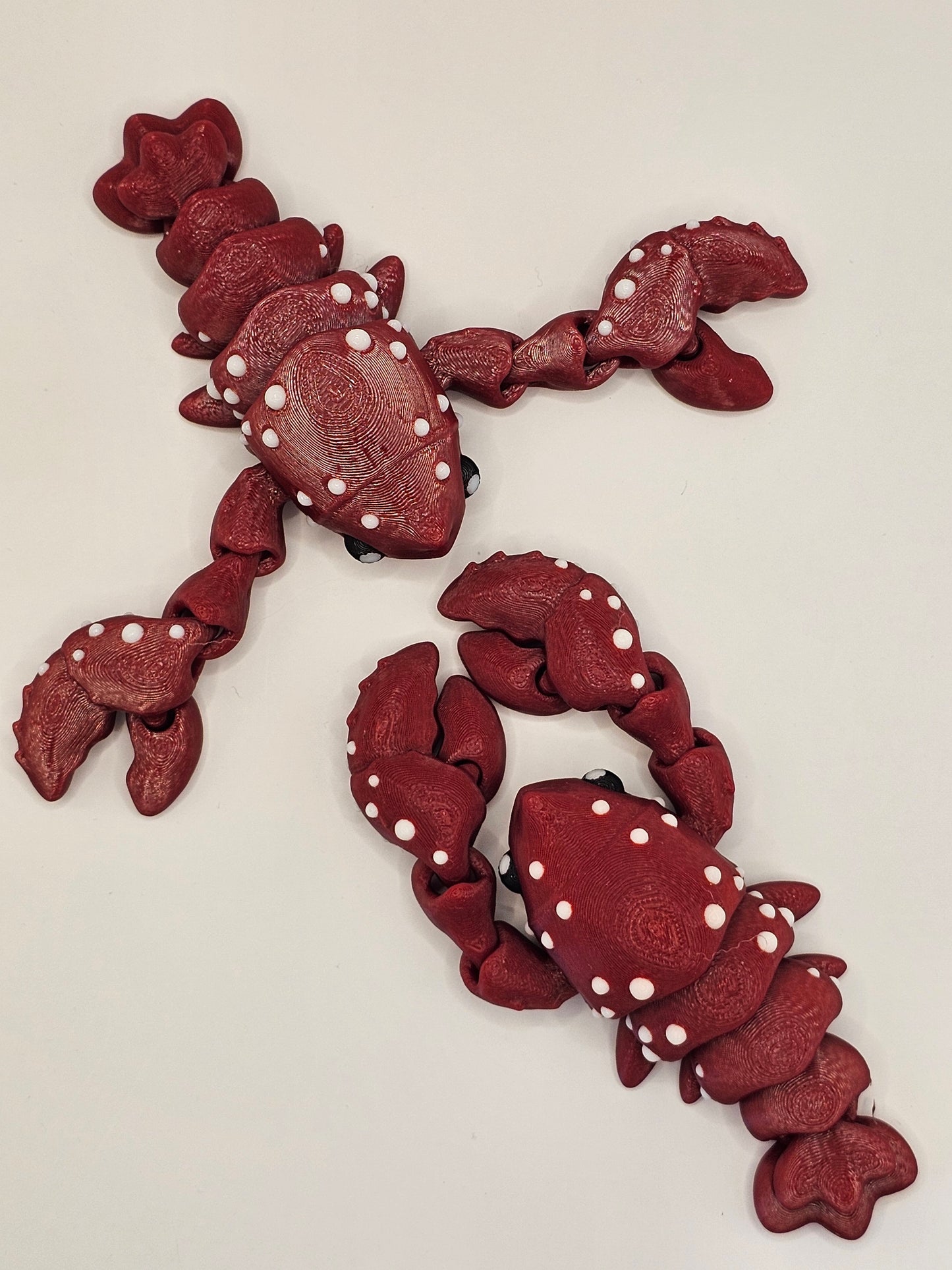 Lobster 3D Printed Articulating Figurine Red Spotted