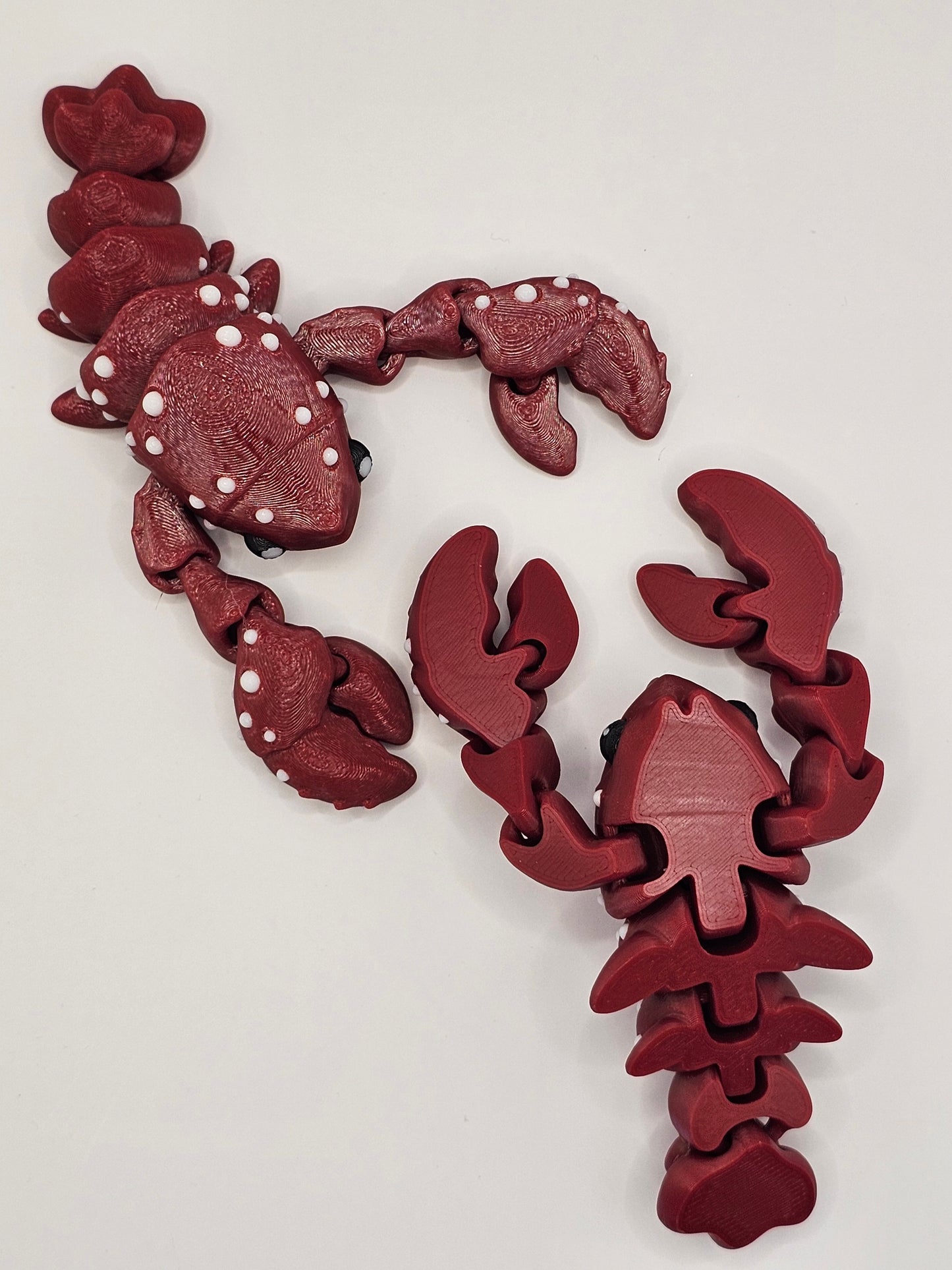 Lobster 3D Printed Articulating Figurine Red Spotted