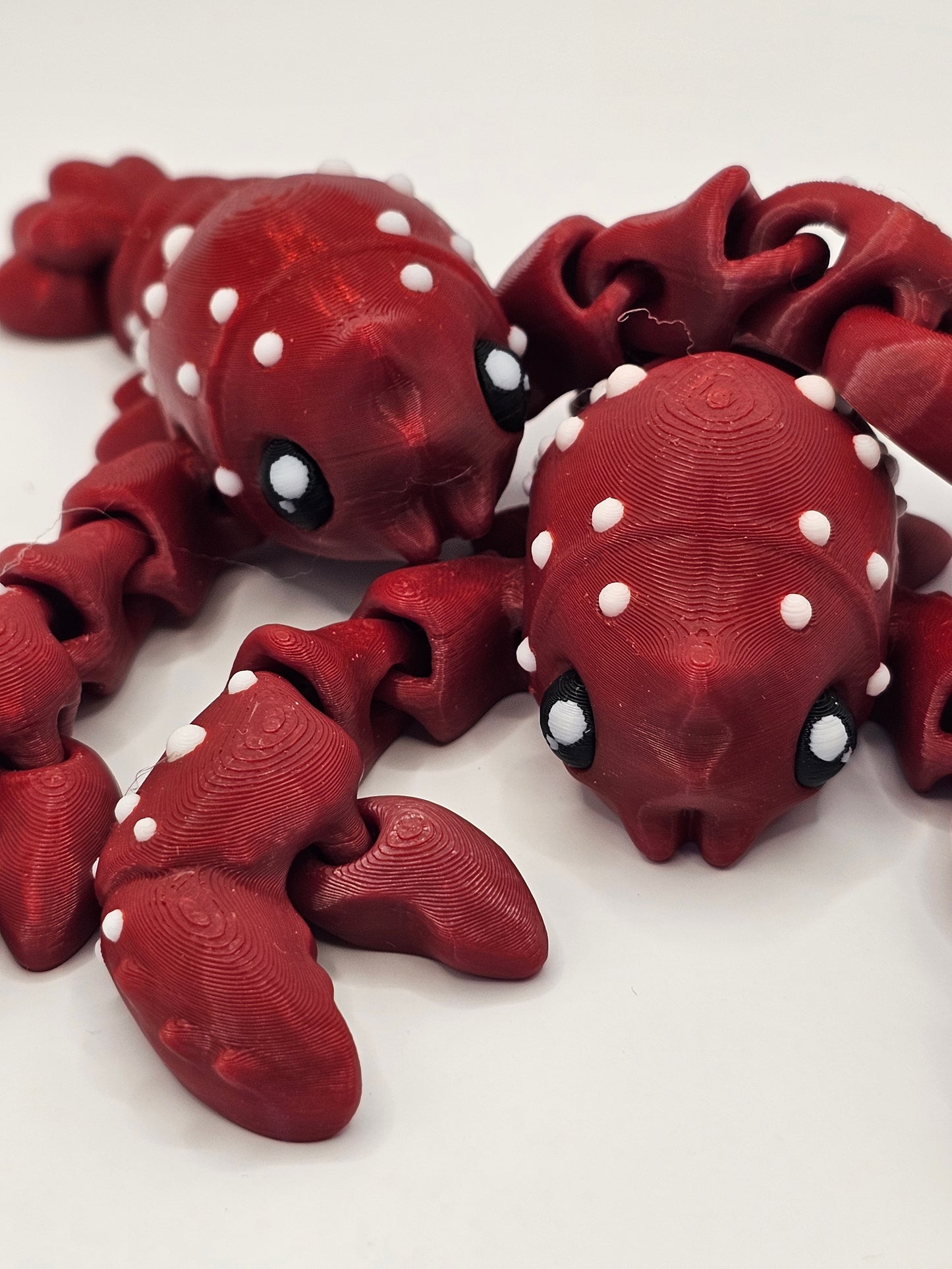 Lobster 3D Printed Articulating Figurine Red Spotted