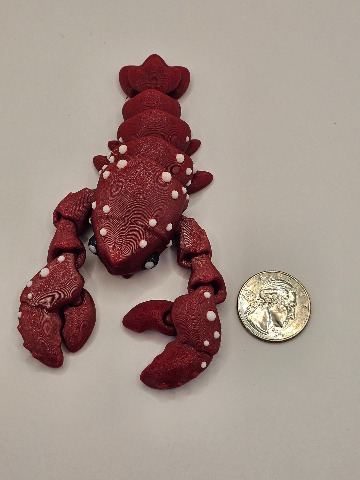 Lobster 3D Printed Articulating Figurine Red Spotted