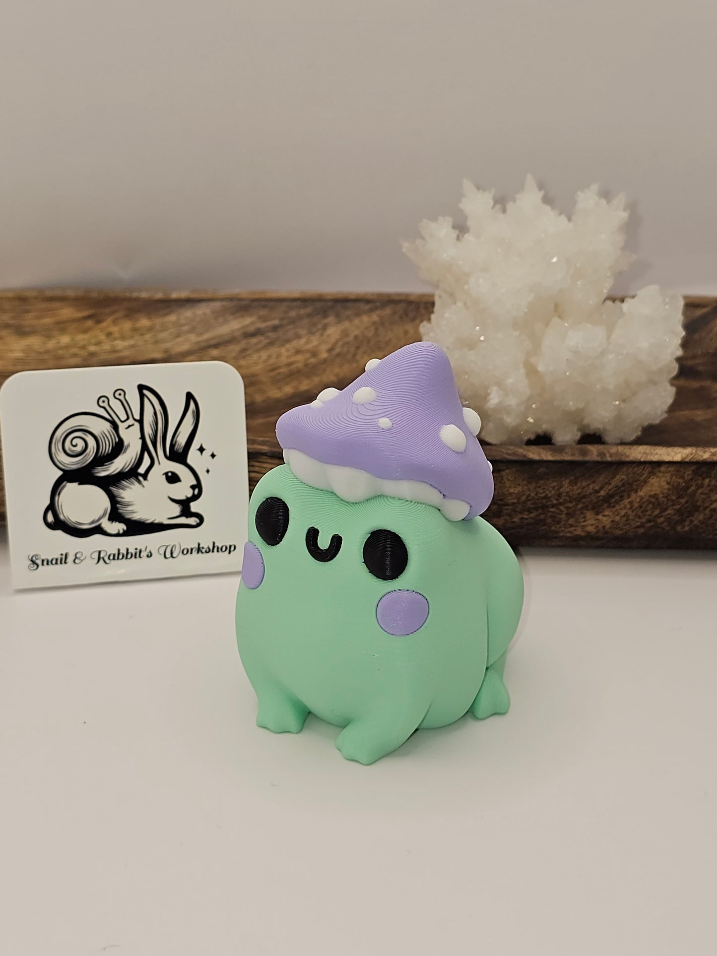 Mushroom Frog-3D Printed Statue-Lavender and Mint-Cottagecore