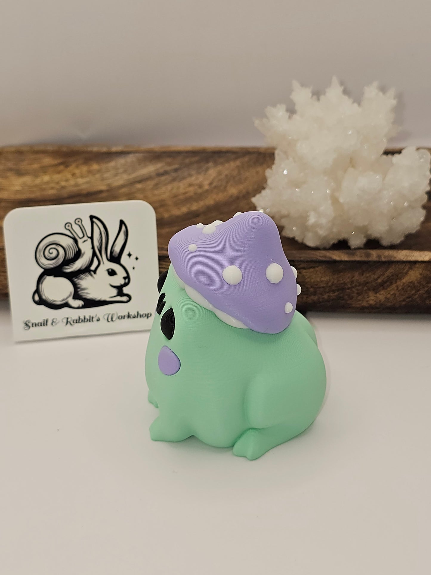 Mushroom Frog-3D Printed Statue-Lavender and Mint-Cottagecore