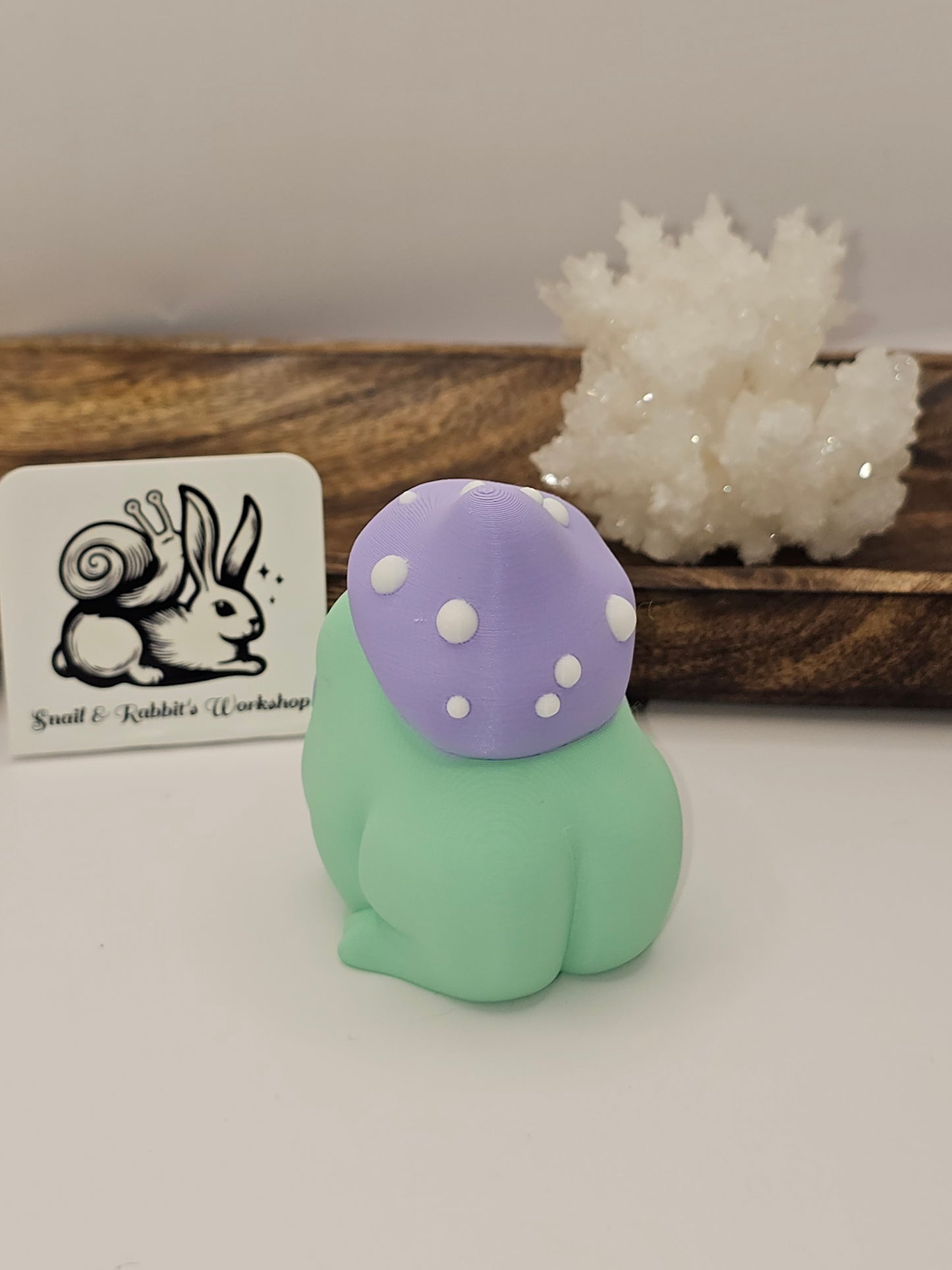 Mushroom Frog-3D Printed Statue-Lavender and Mint-Cottagecore