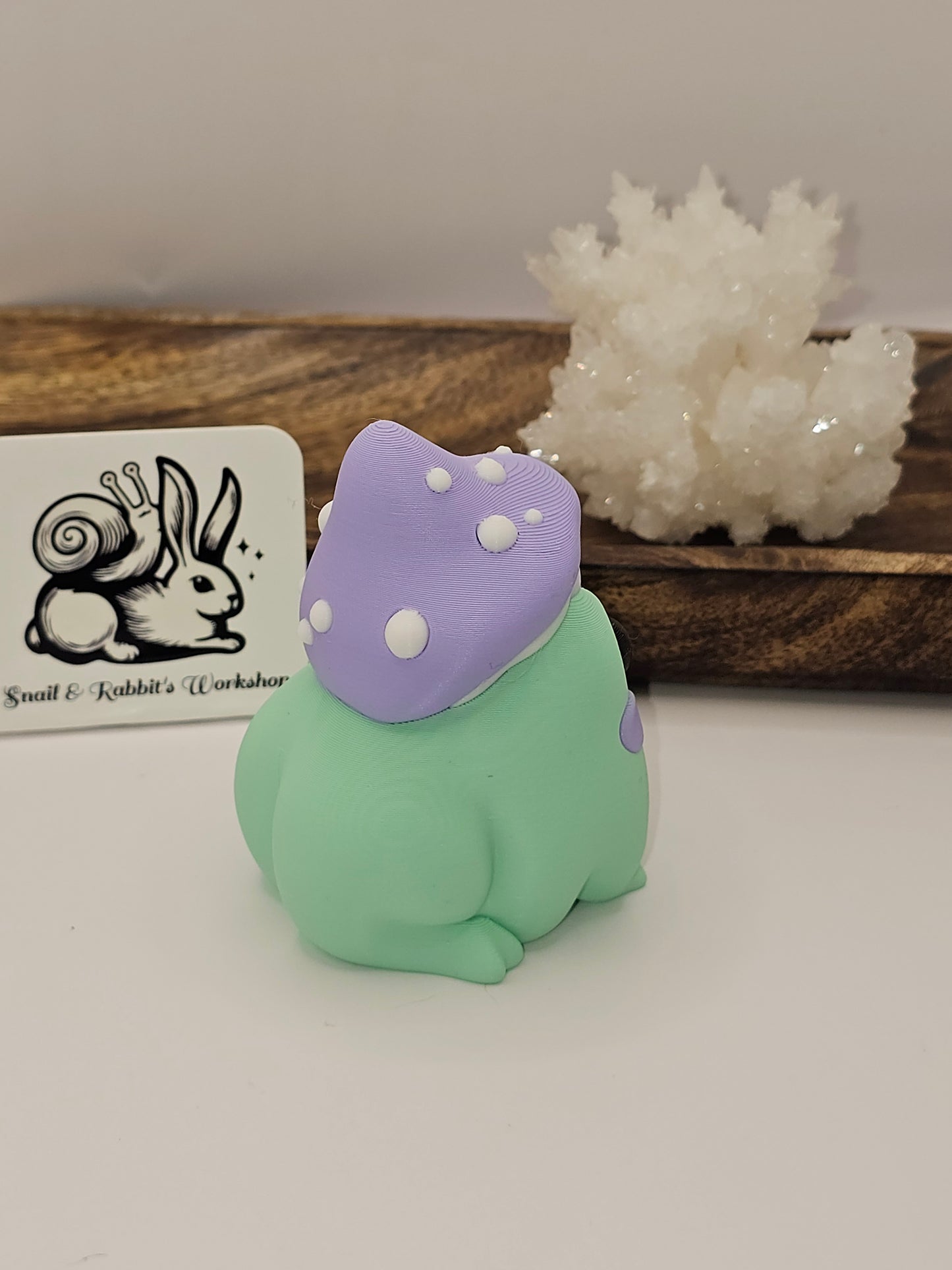 Mushroom Frog-3D Printed Statue-Lavender and Mint-Cottagecore