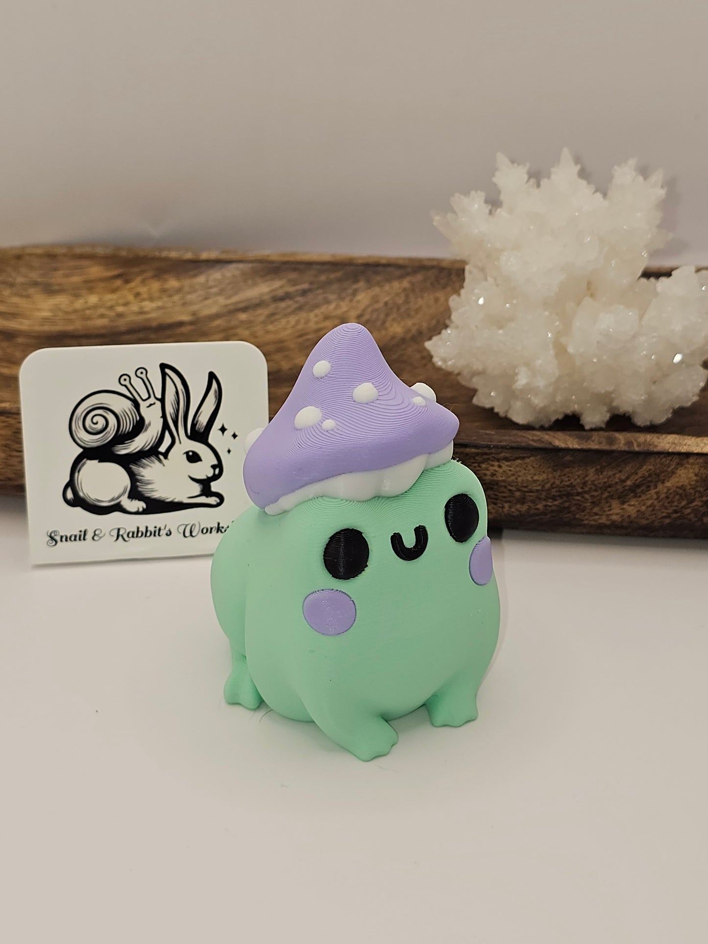 Mushroom Frog-3D Printed Statue-Lavender and Mint-Cottagecore