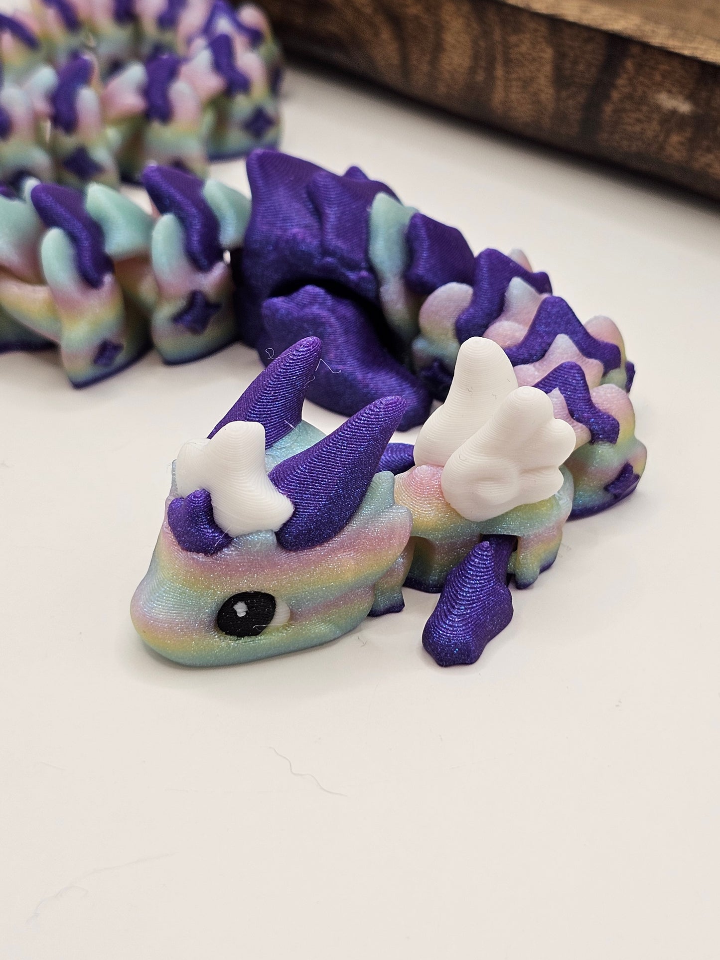 Atria Dragon Long Articulating Figurine Shimmery Fidget 3D Print