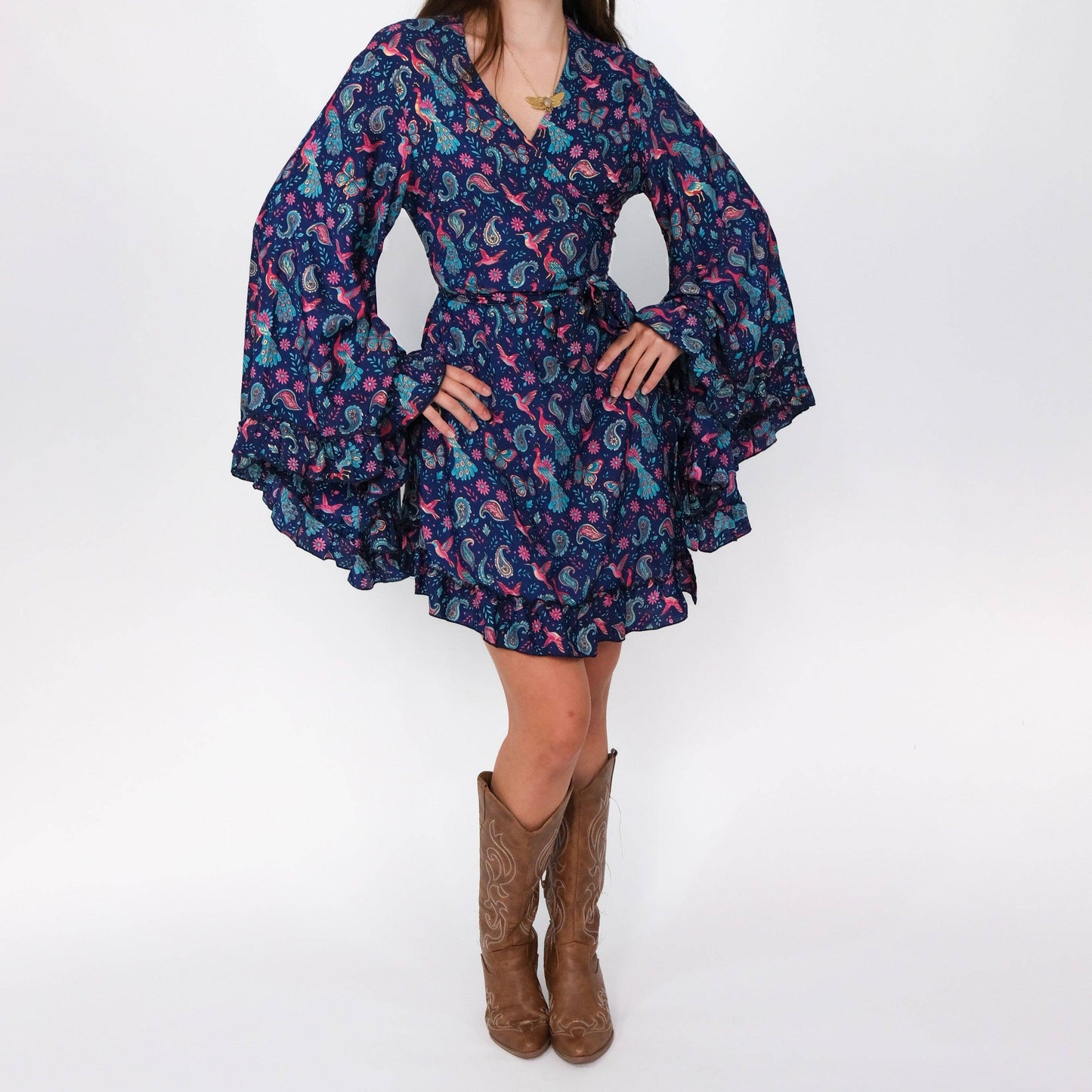 Fairy Meadow Wrap Dress: Olive / L/XL