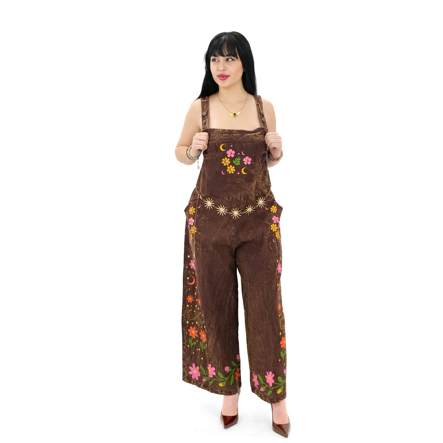 Stonewashed Cotton Celestial Jumpsuit: Gray / Plus Size