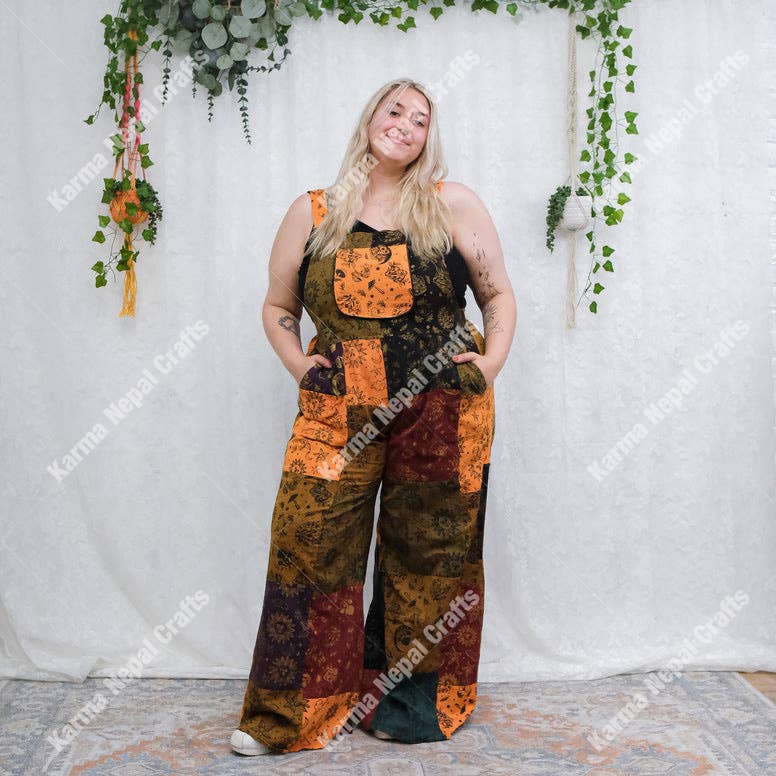 Magical Celestial/Mushroom Wide Leg Jumpsuit: Green / Plus Size