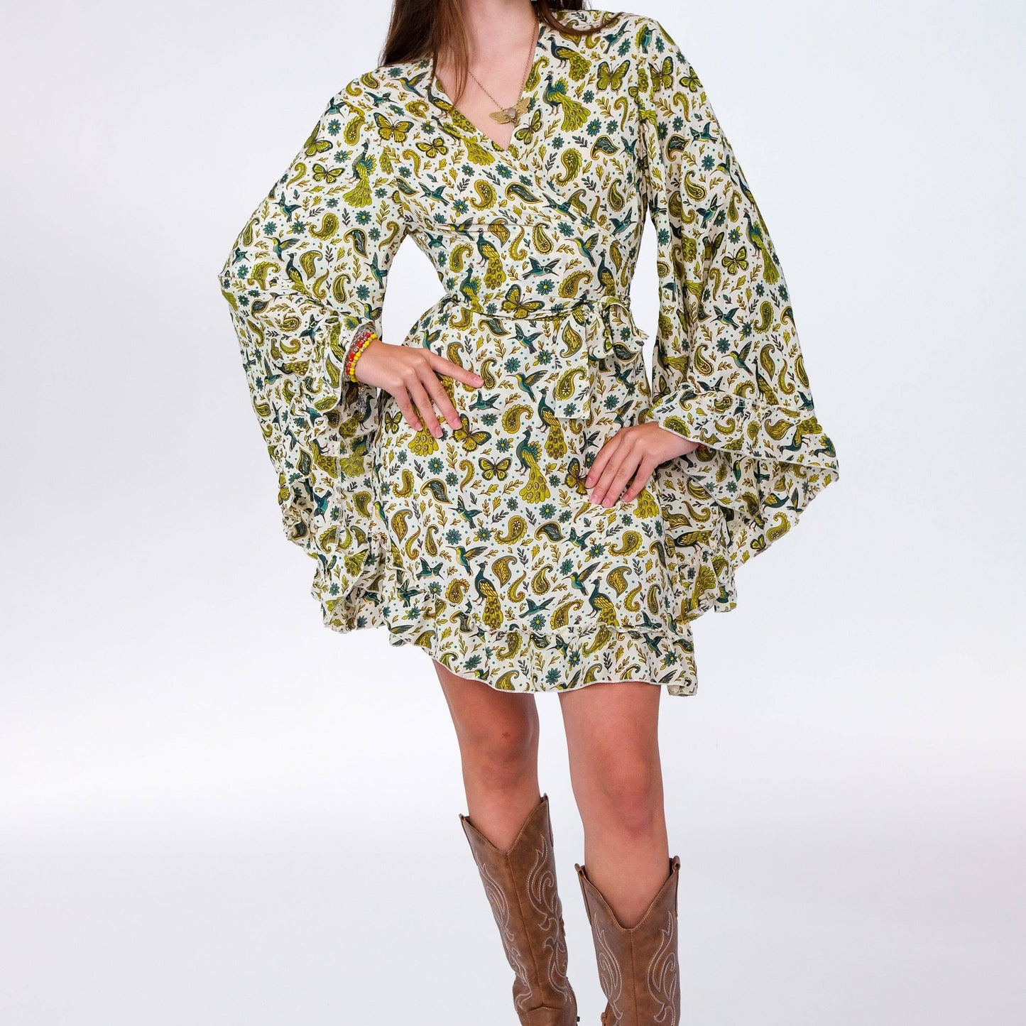 Fairy Meadow Wrap Dress: Olive / XXL