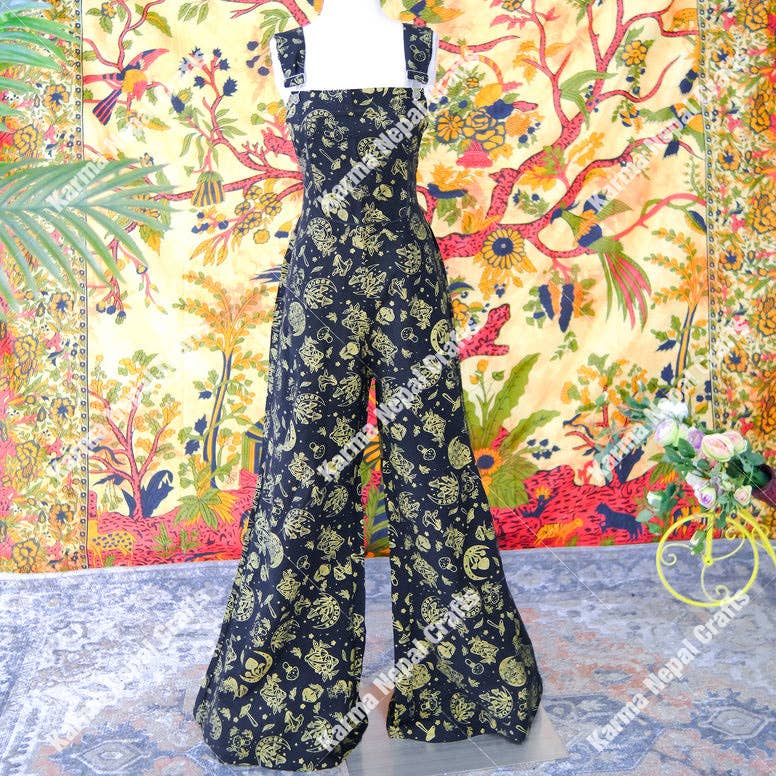 Magical Celestial/Mushroom Wide Leg Jumpsuit: Green / Plus Size