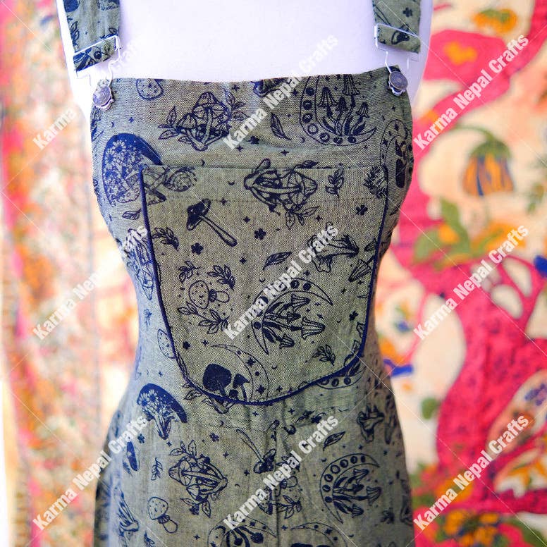 Magical Celestial/Mushroom Wide Leg Jumpsuit: Green / Plus Size