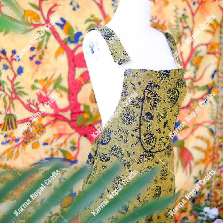 Magical Celestial/Mushroom Wide Leg Jumpsuit: Green / Plus Size