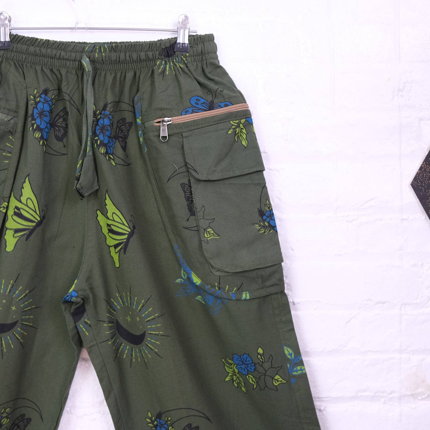 Whimsy Goth Inspired Boho Hippie Unisex Baggy Pants: Beige / Plus Size