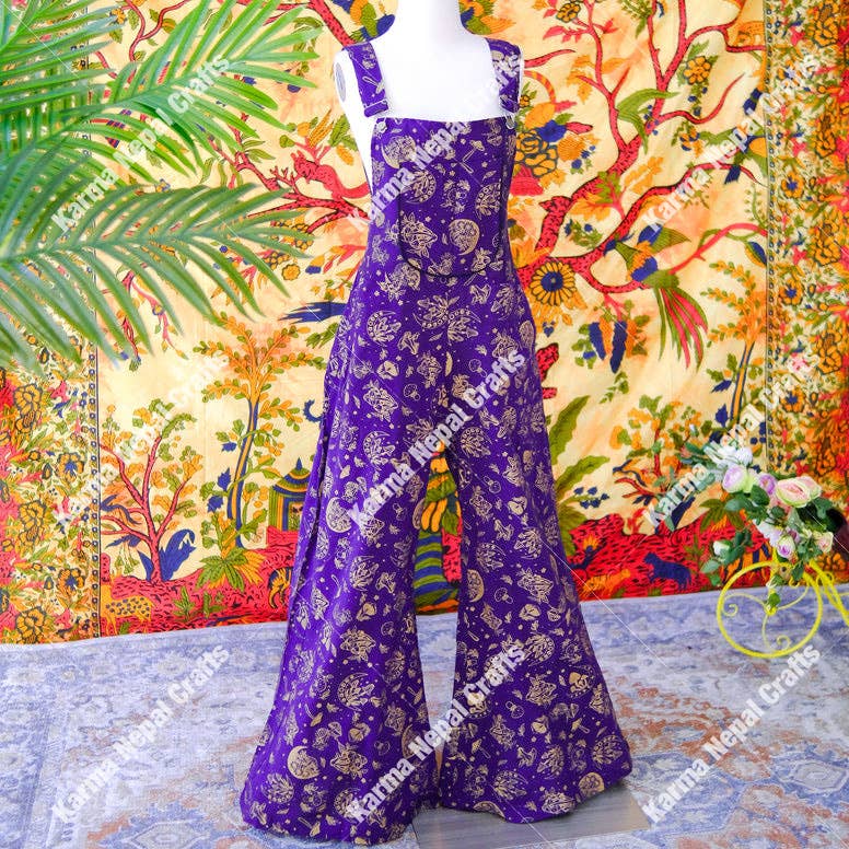 Magical Celestial/Mushroom Wide Leg Jumpsuit: Green / Plus Size