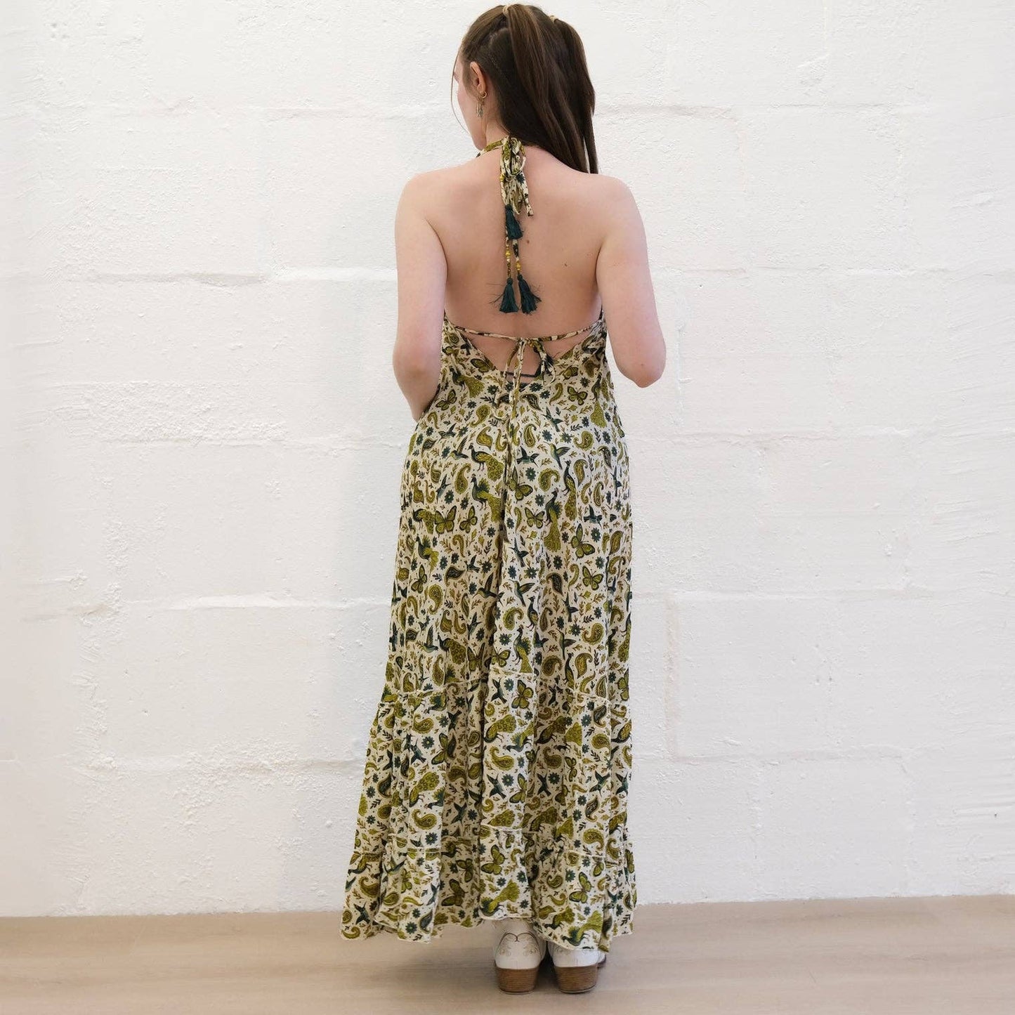 Boho Goddess Maxi Tiered Backless Dress: Black