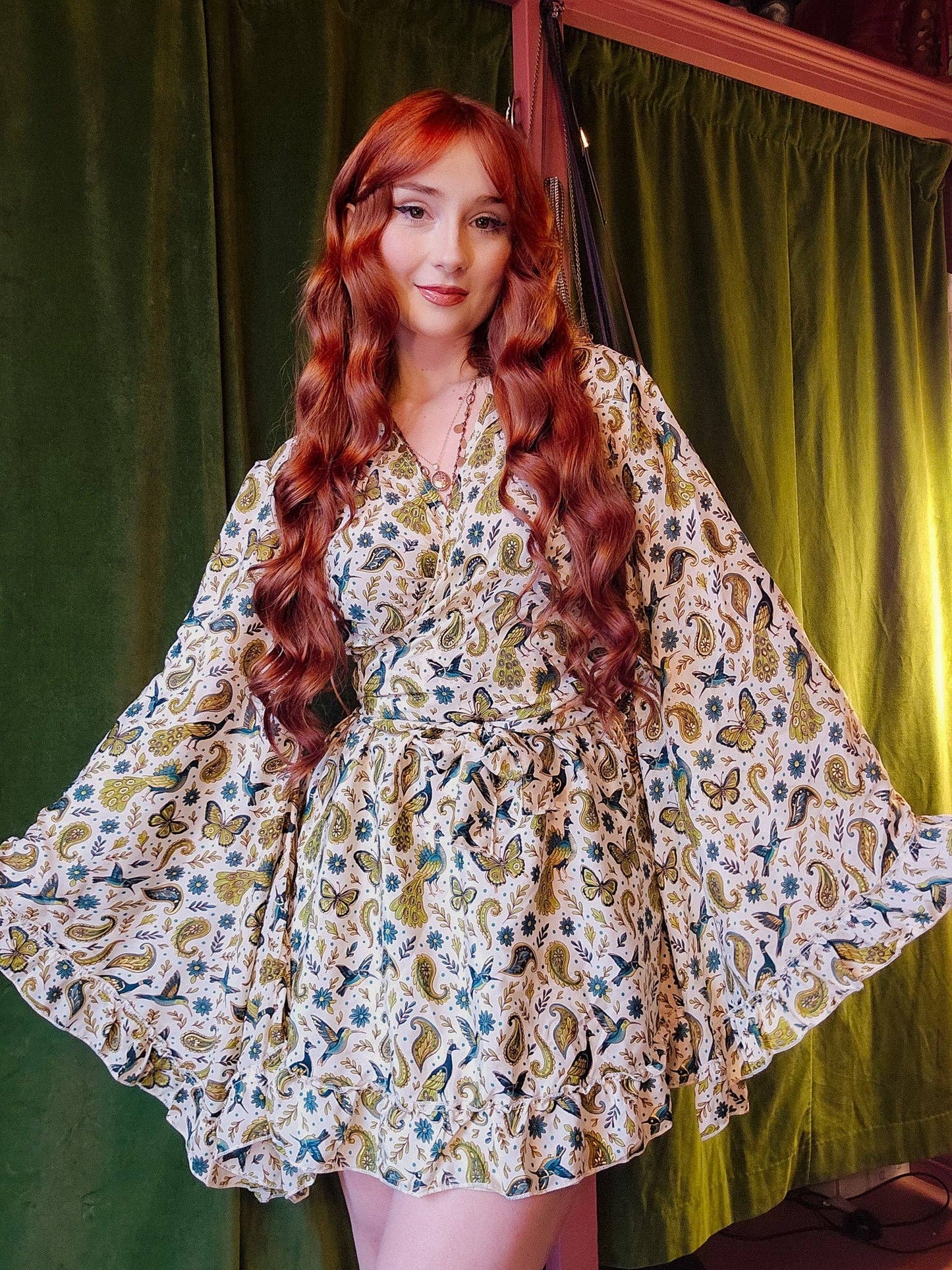 Fairy Meadow Wrap Dress: Olive / L/XL