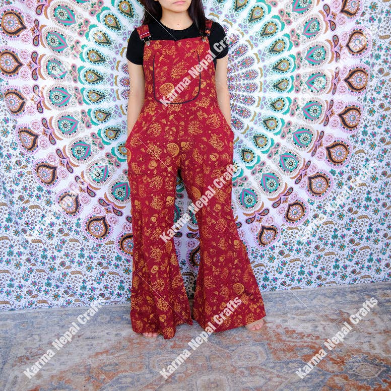 Magical Celestial/Mushroom Wide Leg Jumpsuit: Green / Plus Size