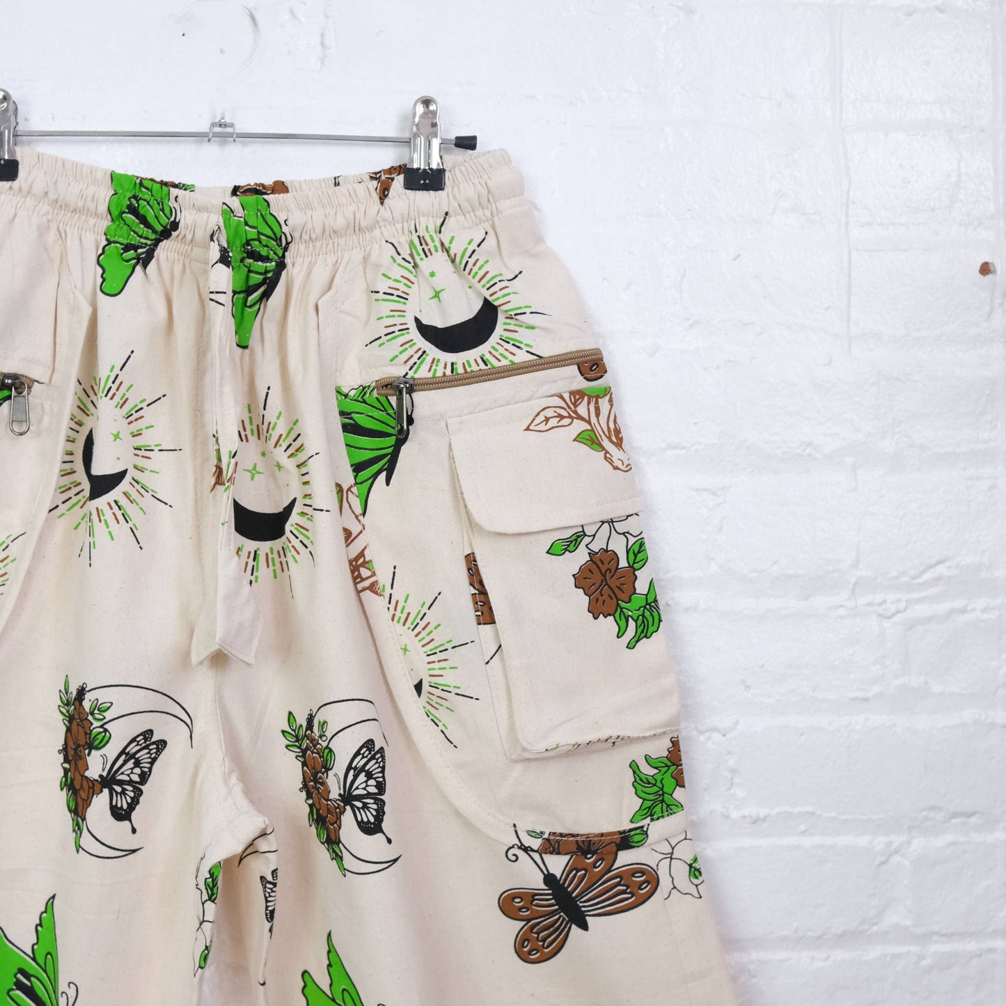 Whimsy Goth Inspired Boho Hippie Unisex Baggy Pants: Beige / Plus Size