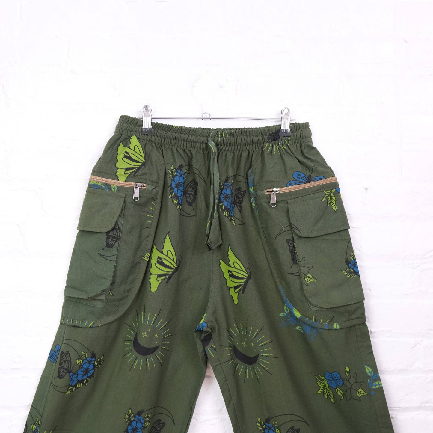 Whimsy Goth Inspired Boho Hippie Unisex Baggy Pants: Beige / Plus Size