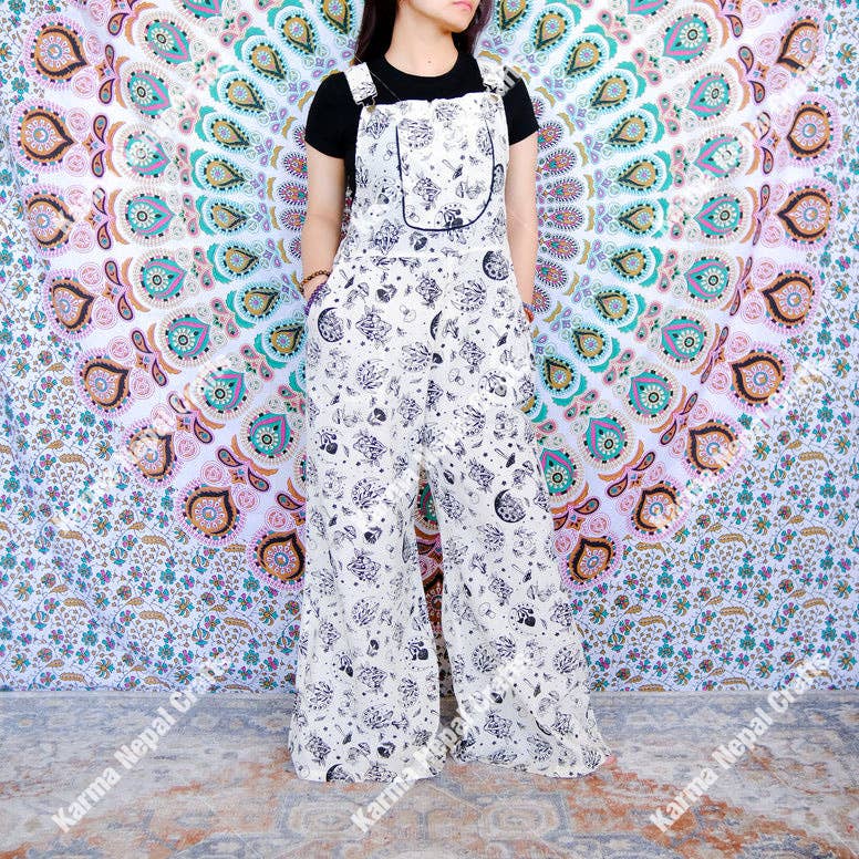 Magical Celestial/Mushroom Wide Leg Jumpsuit: Green / Plus Size
