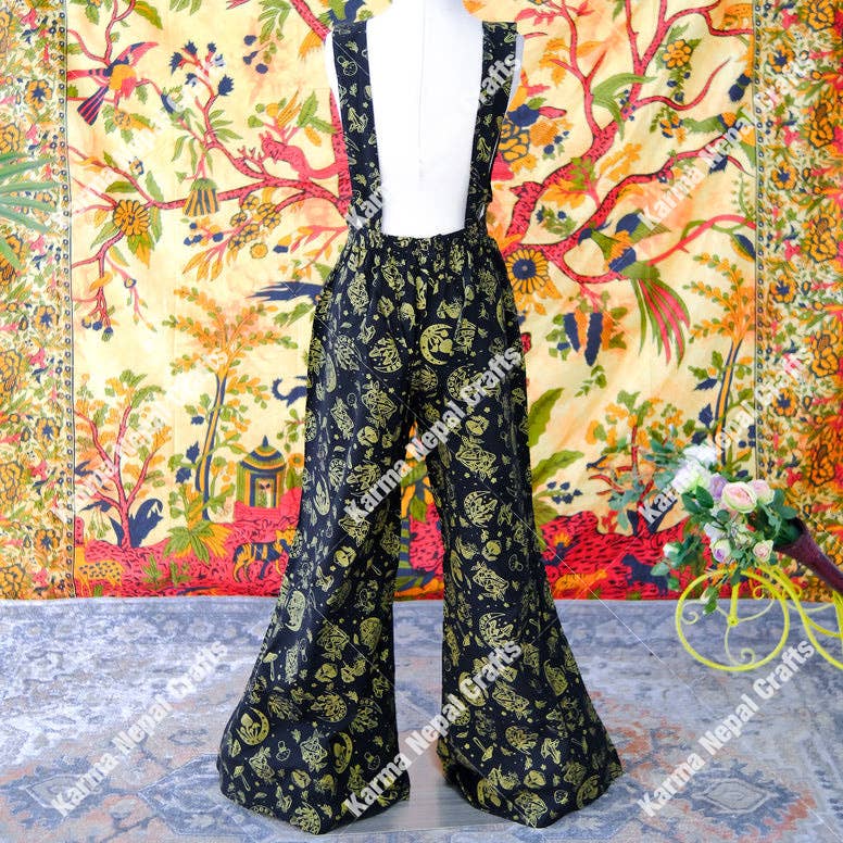 Magical Celestial/Mushroom Wide Leg Jumpsuit: Green / Plus Size