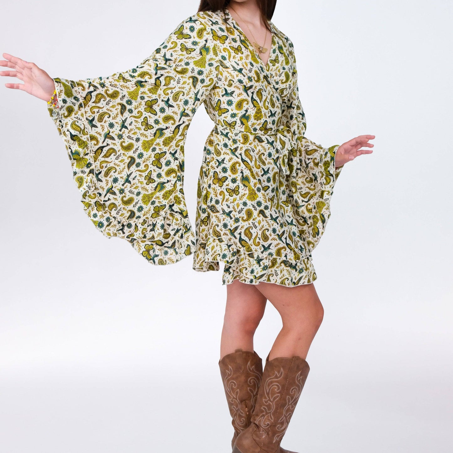 Fairy Meadow Wrap Dress: Olive / XXL